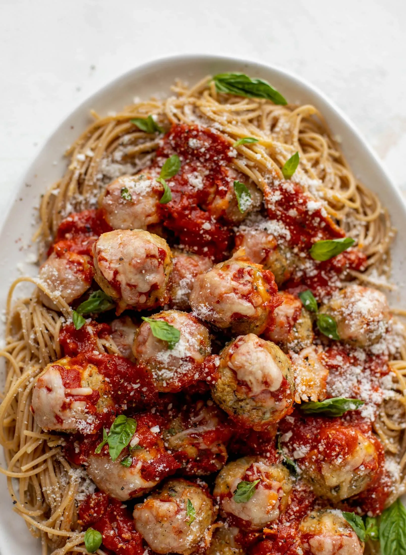 Chicken Parmesan Stuffed Meatballs