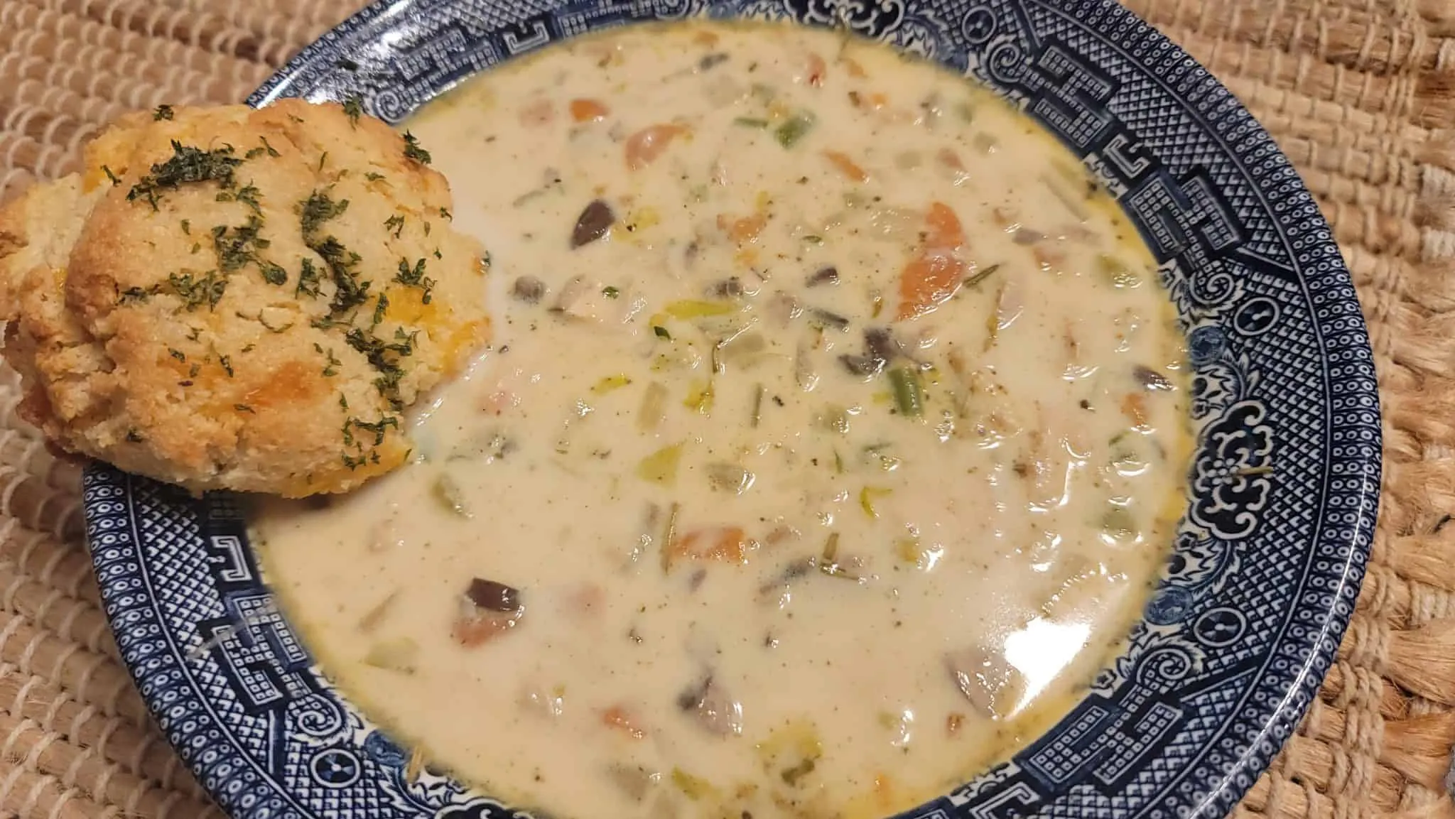 Chicken Pot Pie Soup with Cheddar Biscuits