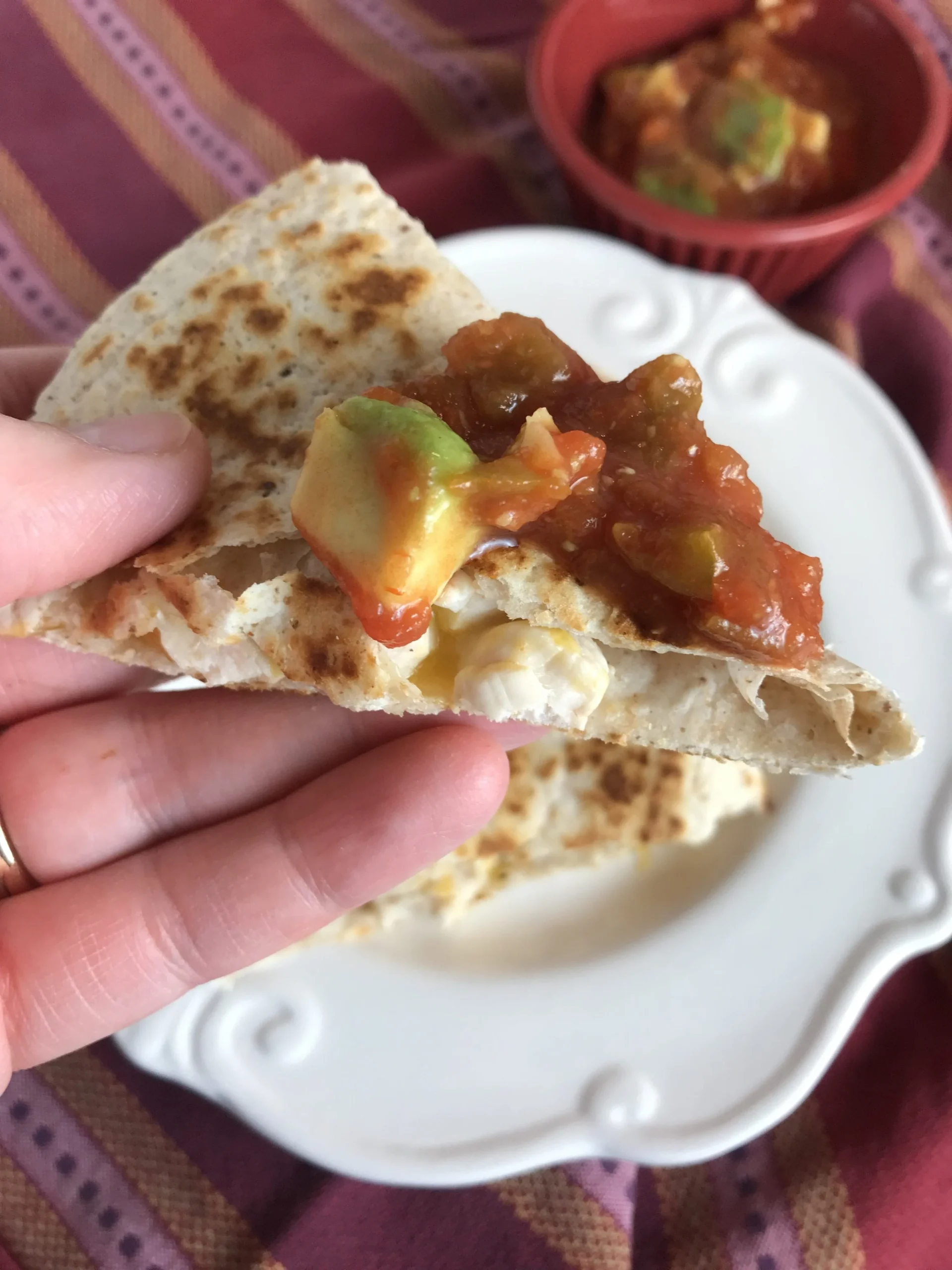 Chicken Quesadillas with Avocado Tomato Salsa
