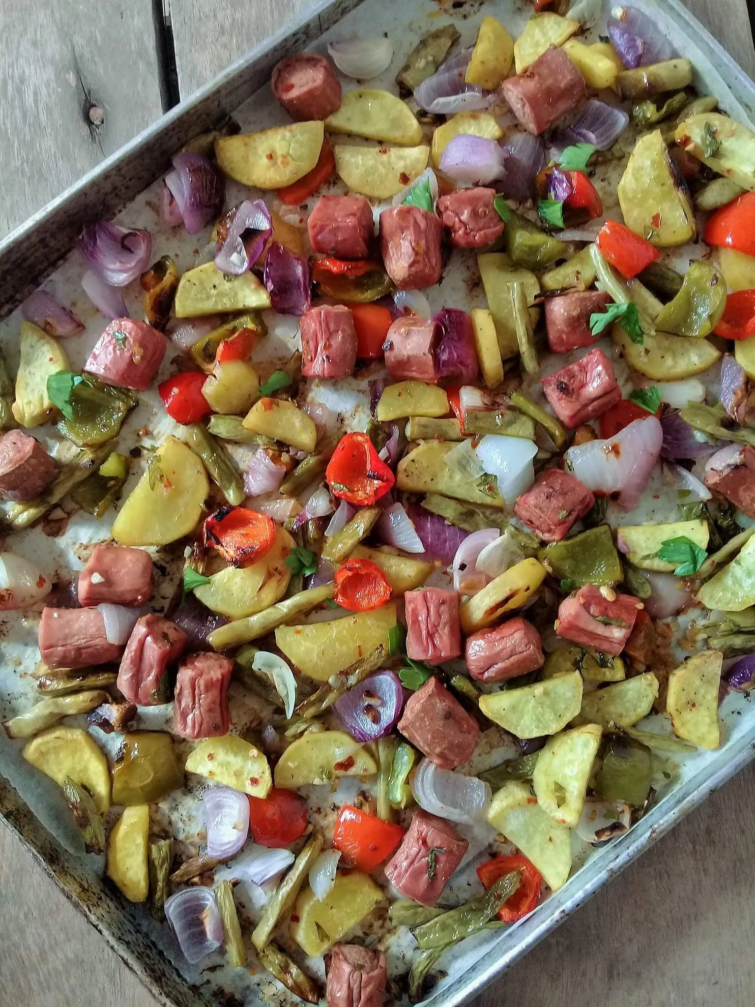Chicken Sausage Veggies and Sweet Potato