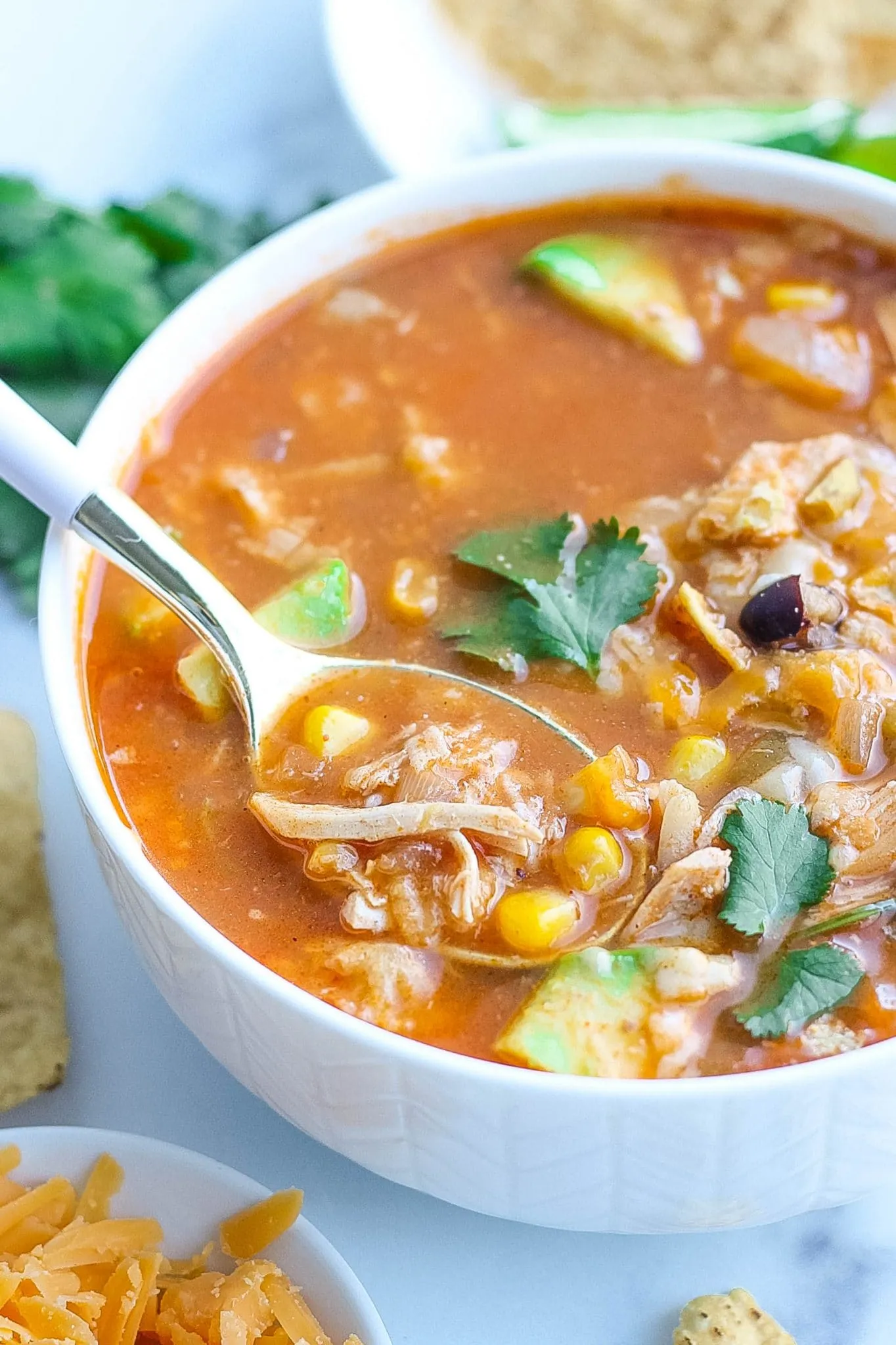 Chicken Tortilla Soup with Tortilla Croutons