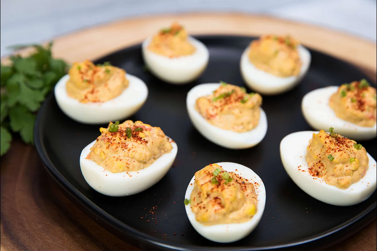 Chile Scallion Deviled Eggs