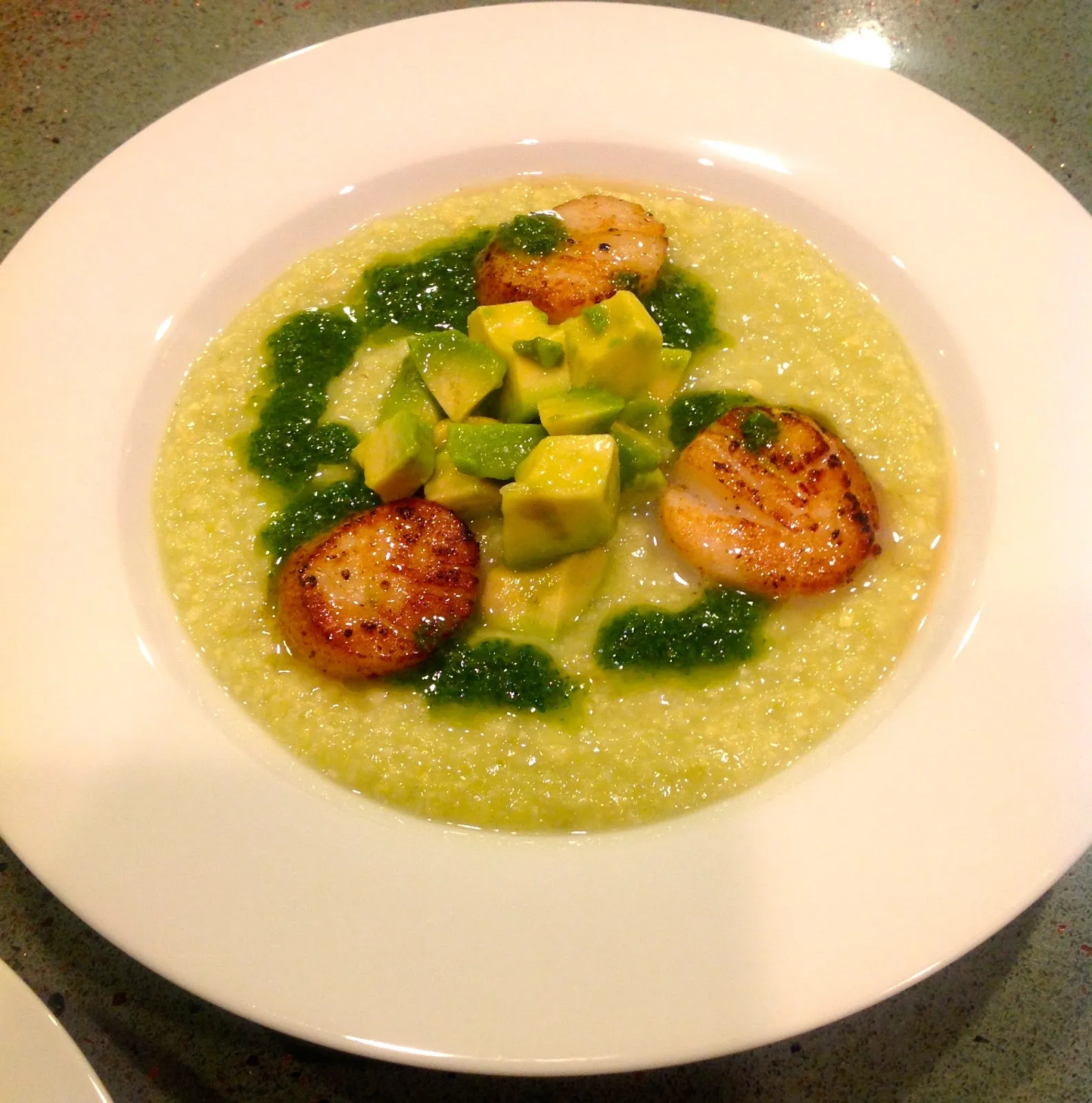 Chilled Avocado Corn Soup with Cilantro Oil