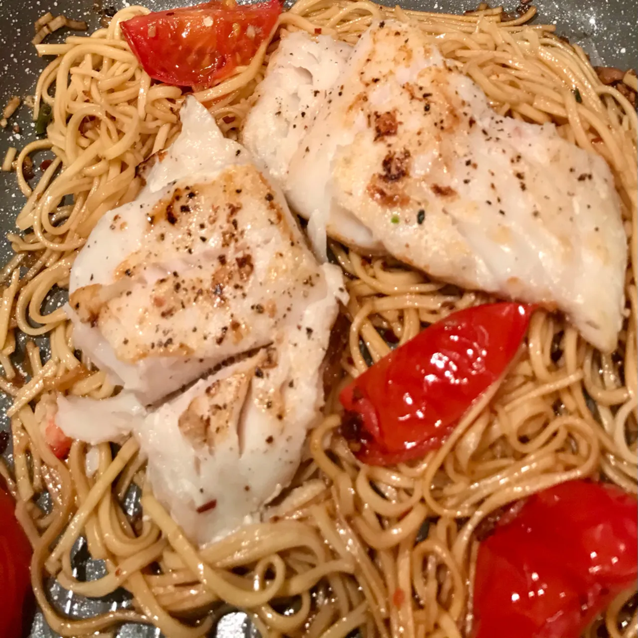 Chilli and Coriander Noodles with Hake Fillet