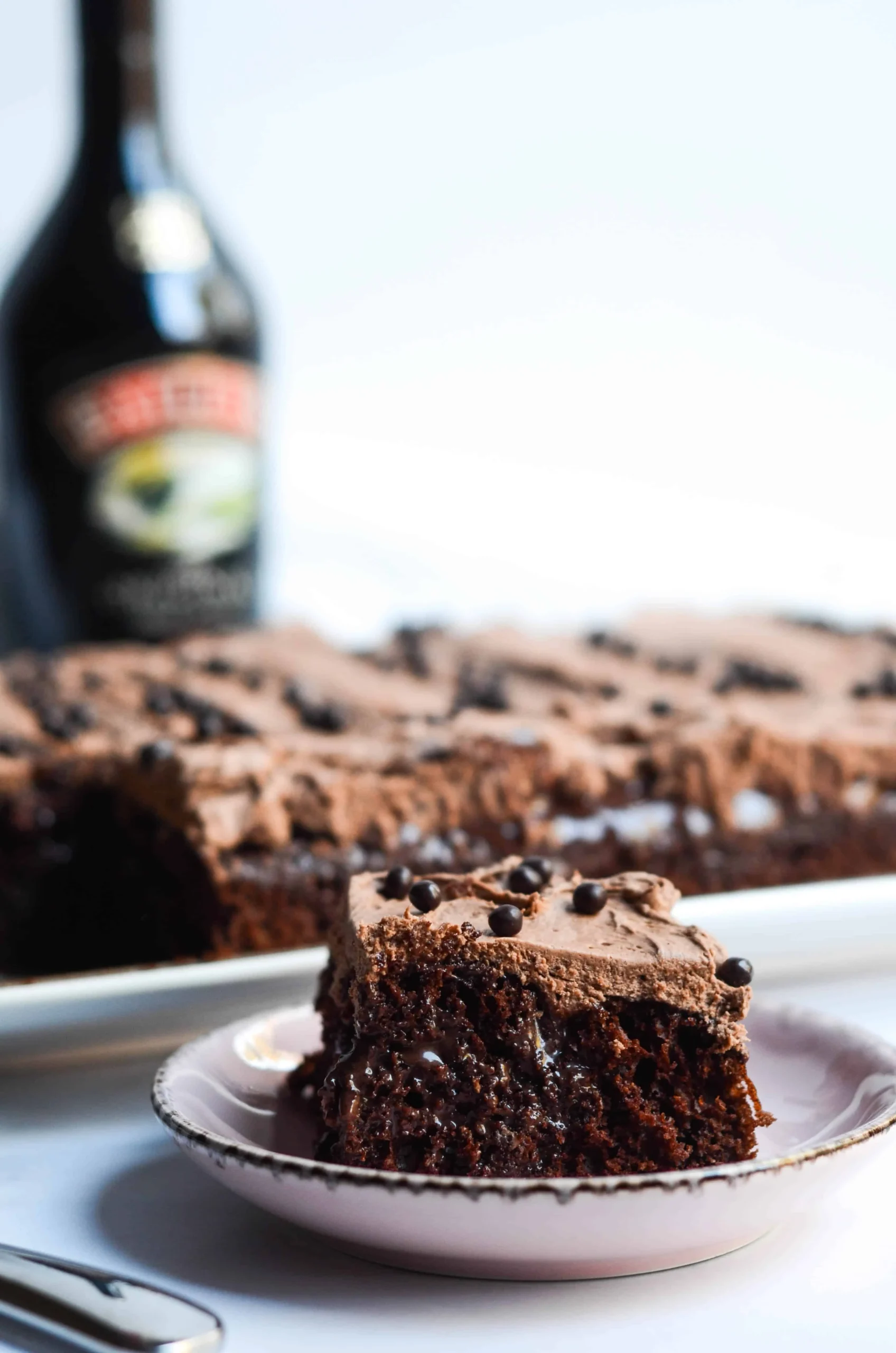 Chocolate Baileys Poke Cake