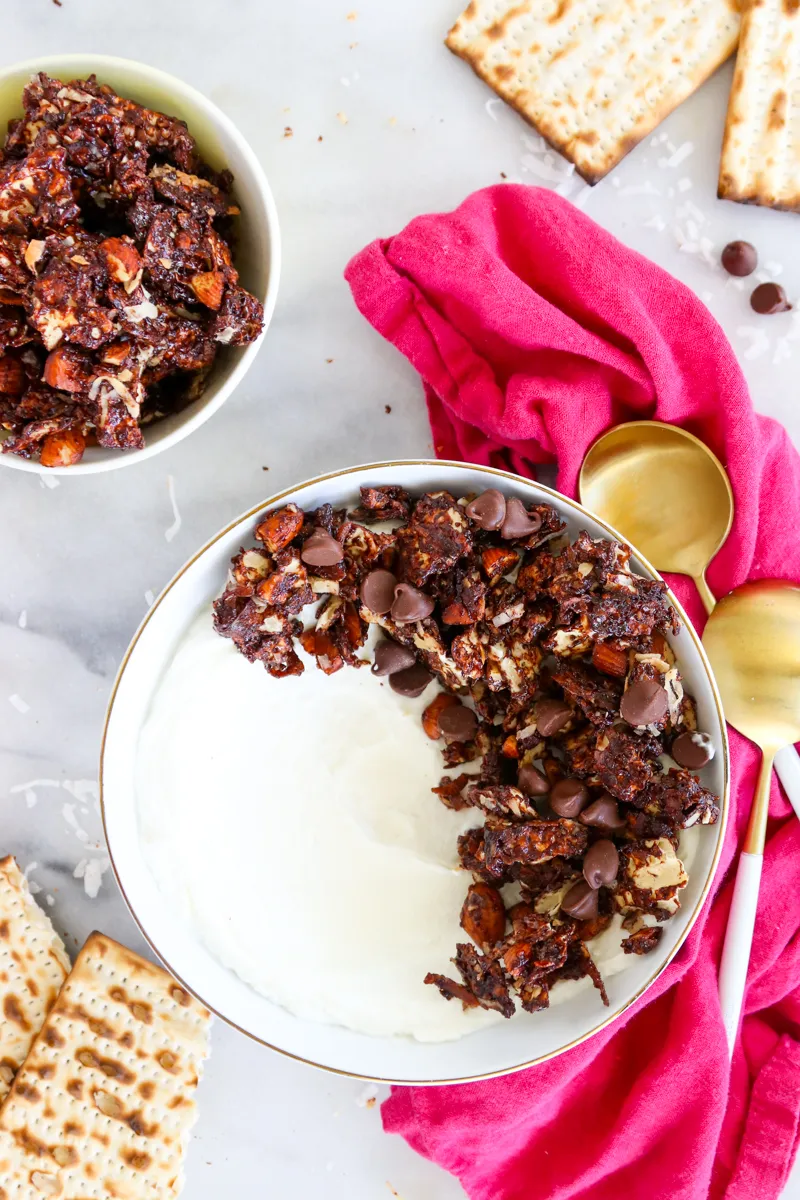 Chocolate Coconut Matzah Granola