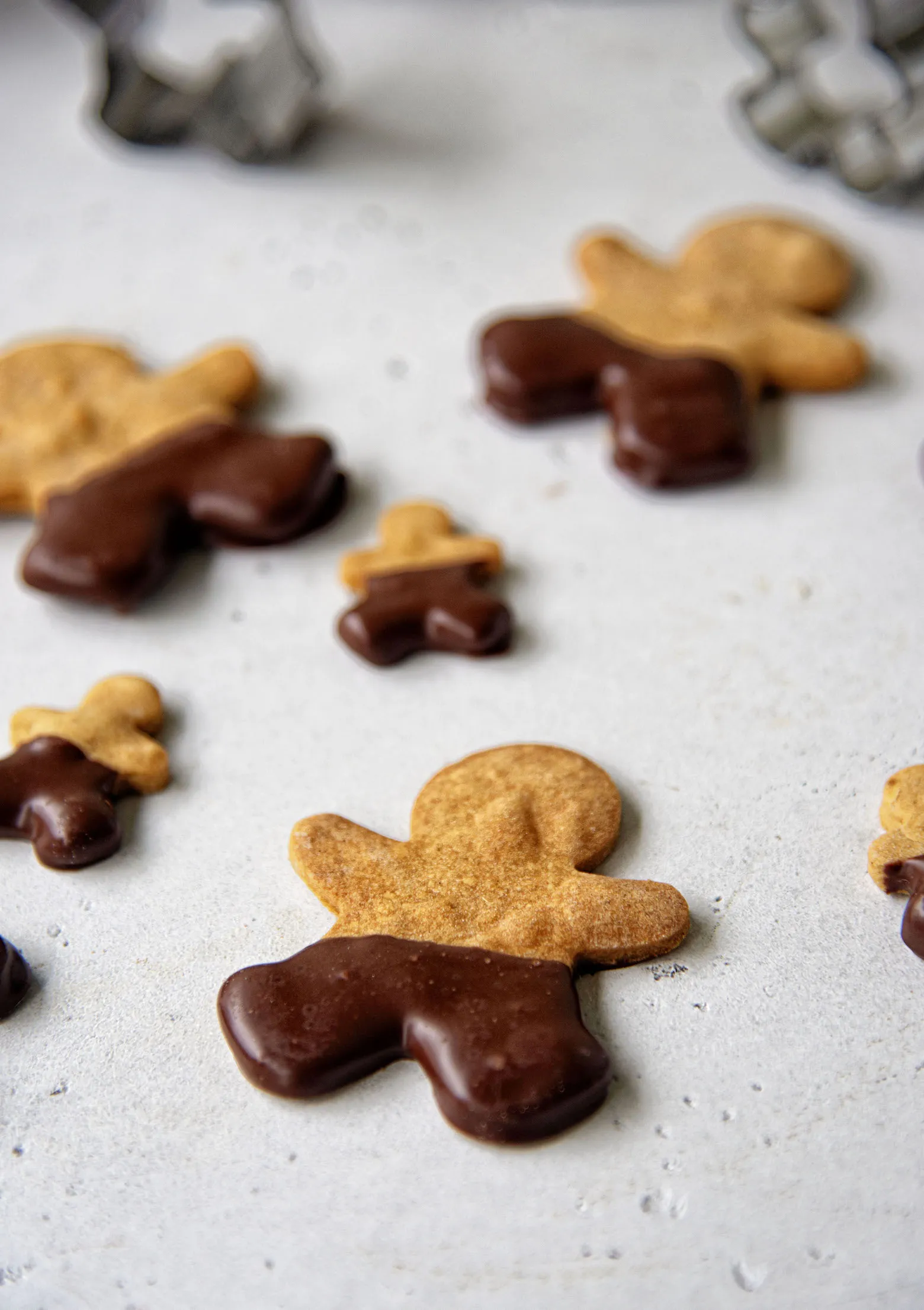 Chocolate Dipped Gingerbread Shortbread Cut Out Cookies