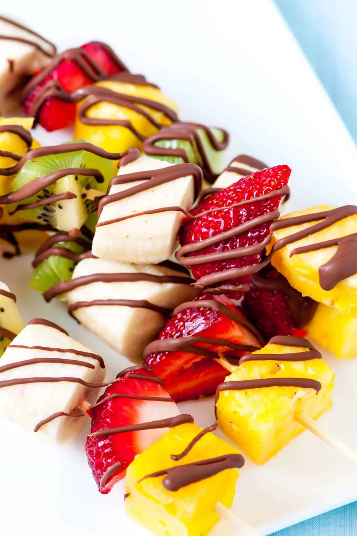 Chocolate Drizzled Fruit Kabobs