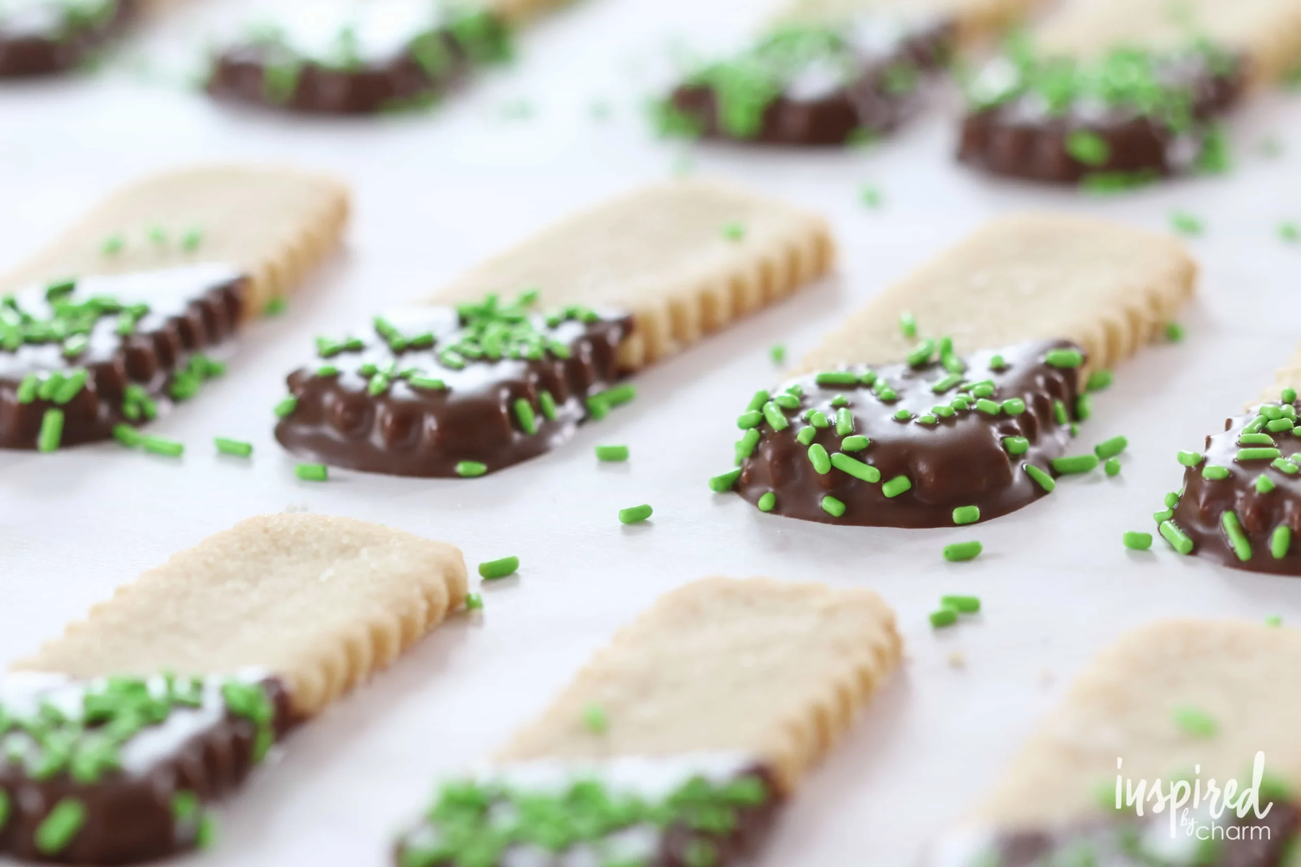 Chocolate Mint Shortbread Cookies