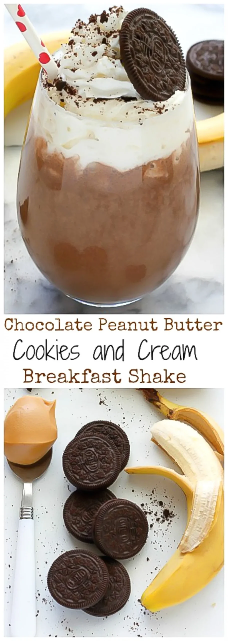 Chocolate Peanut Butter Cookies Cream Breakfast Shake