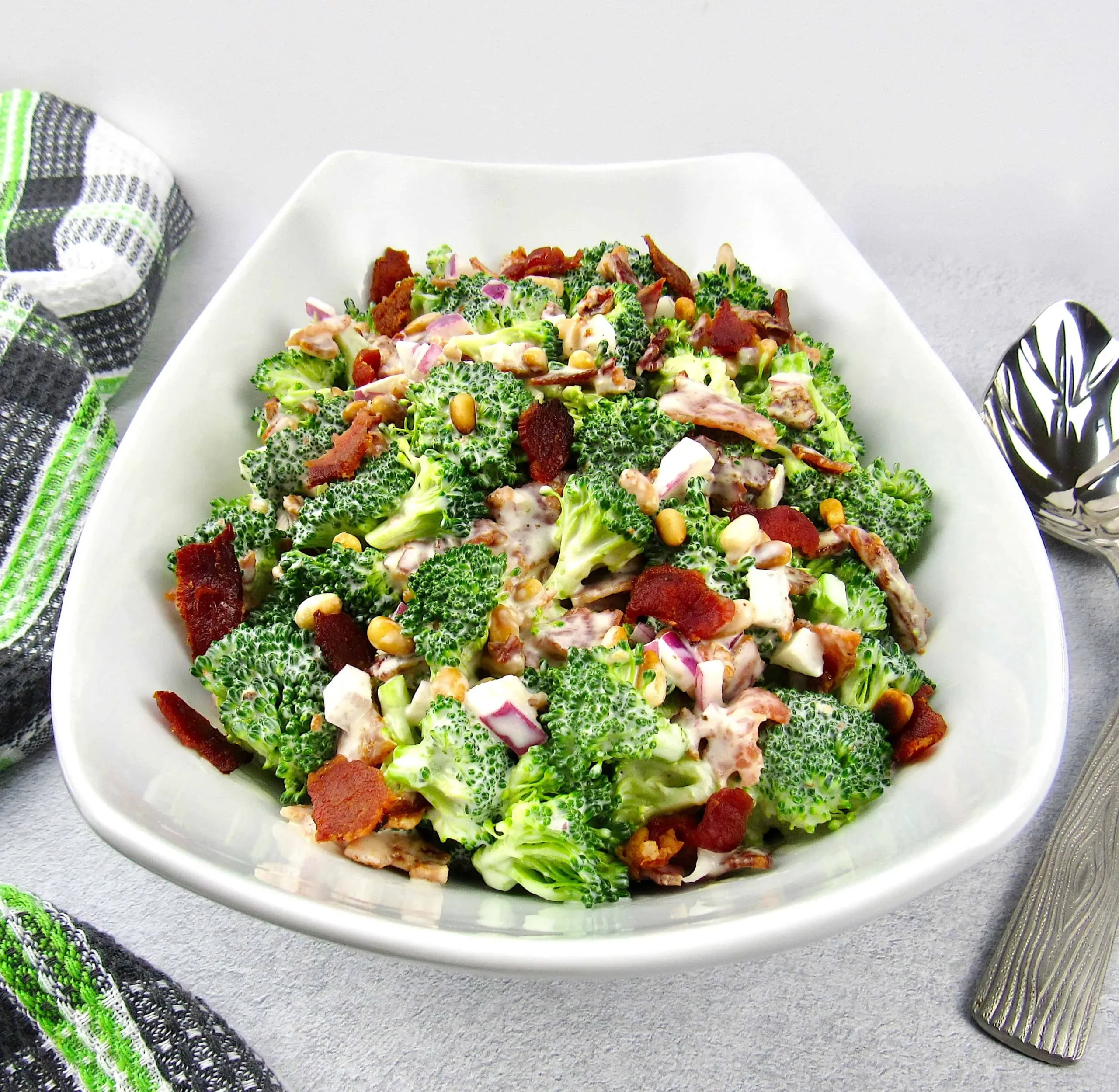Chopped Broccoli Bacon Salad with Lemon Garlic Dressing