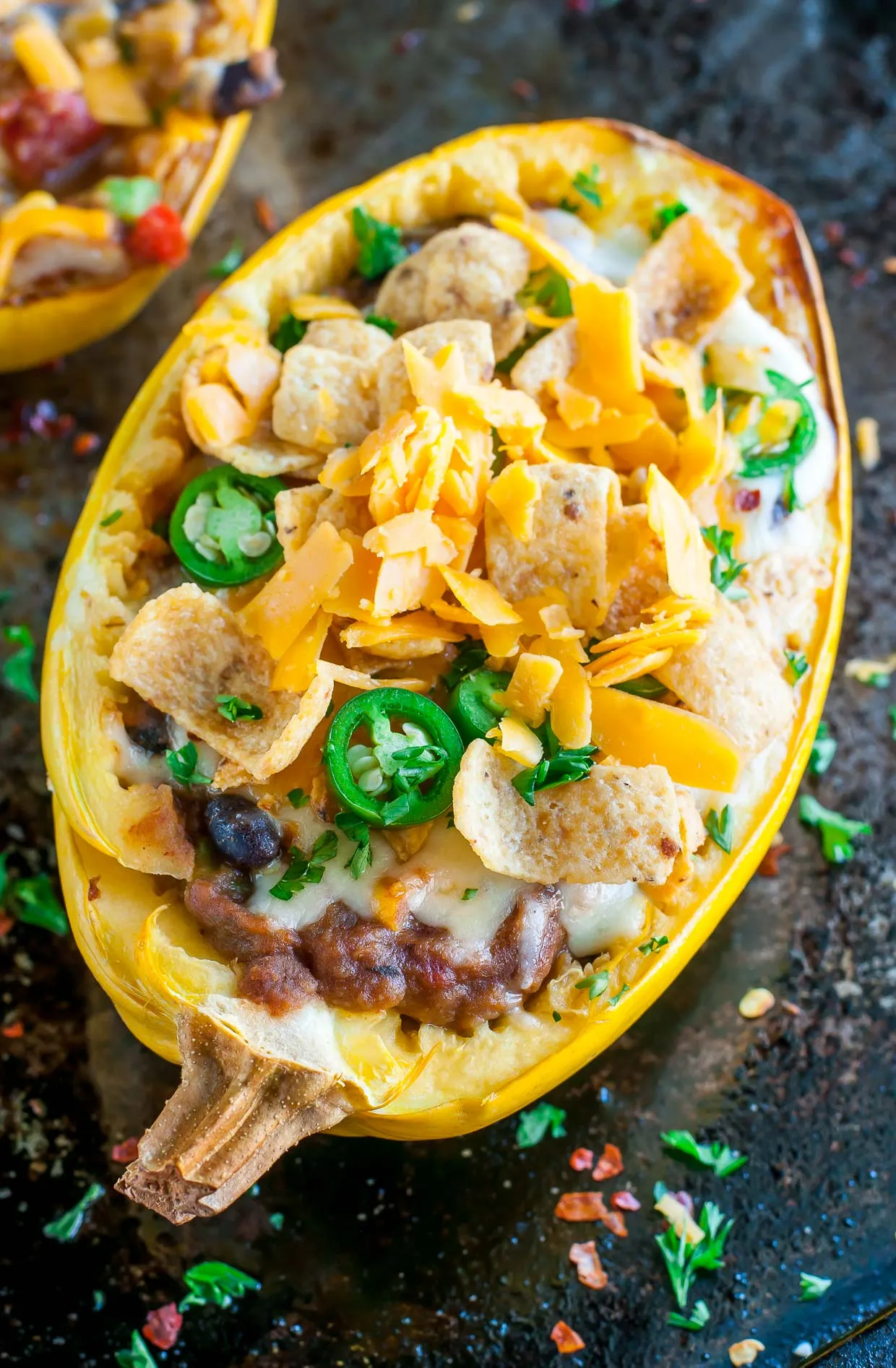 Cincinnati Chili Stuffed Spaghetti Squash