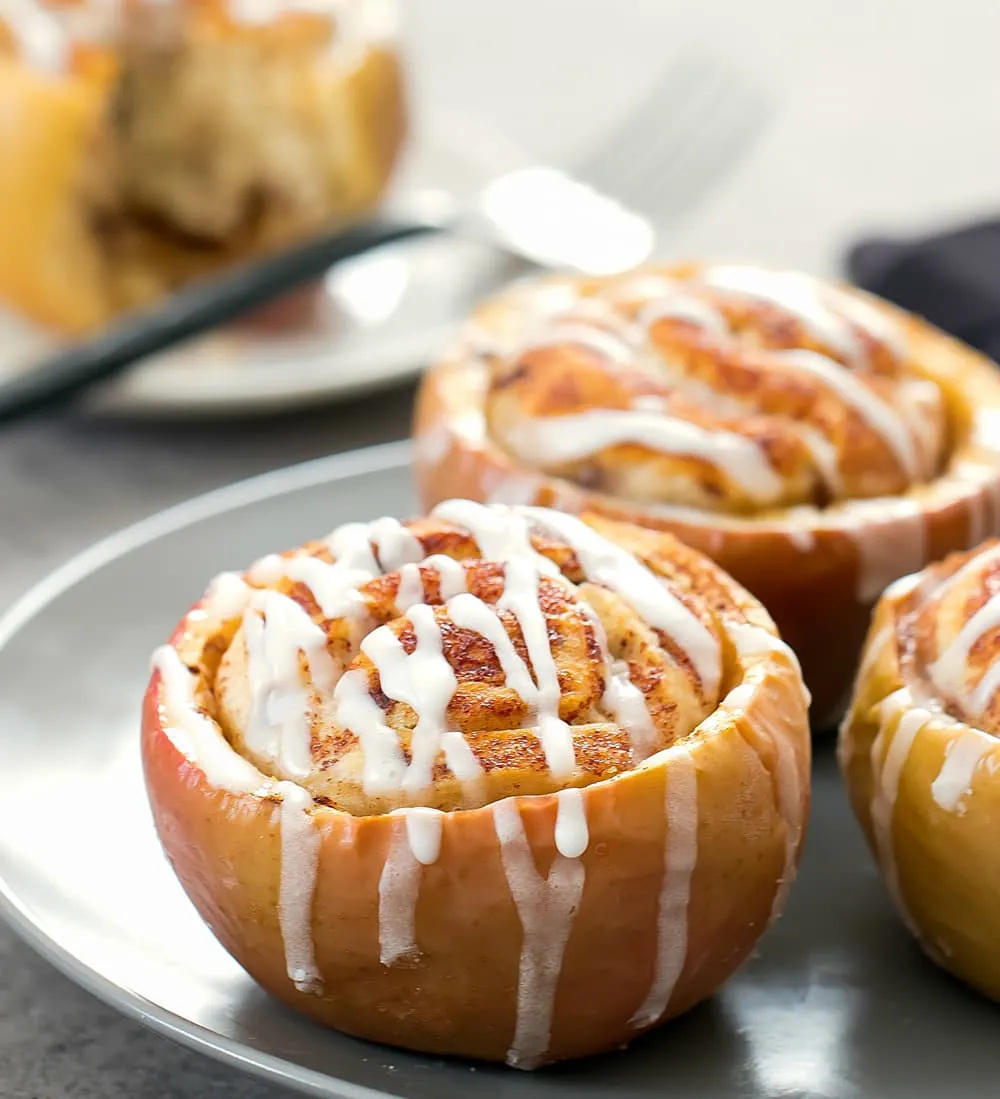 Cinnamon Roll Stuffed Baked Apples