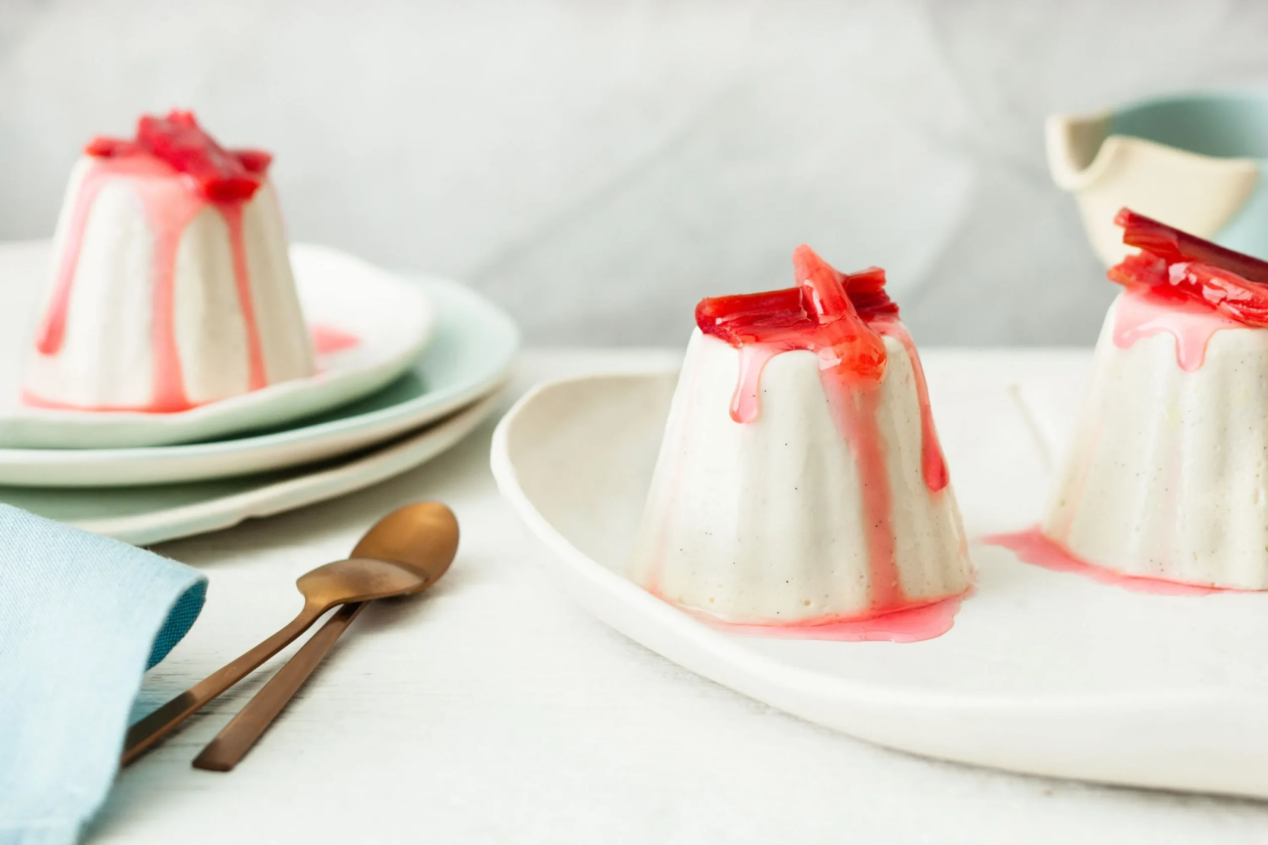 Coconut Panna Cotta with Roasted Rhubarb