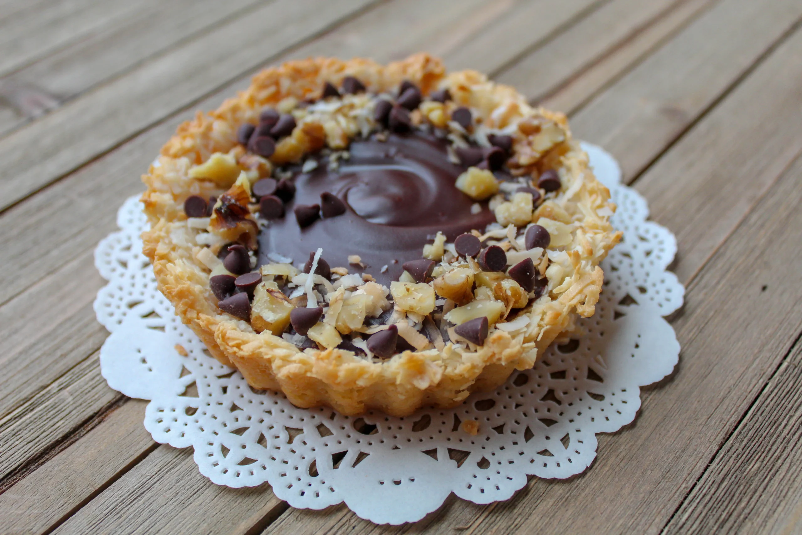 Coconut Tarts with Chocolate and Coconut Cream