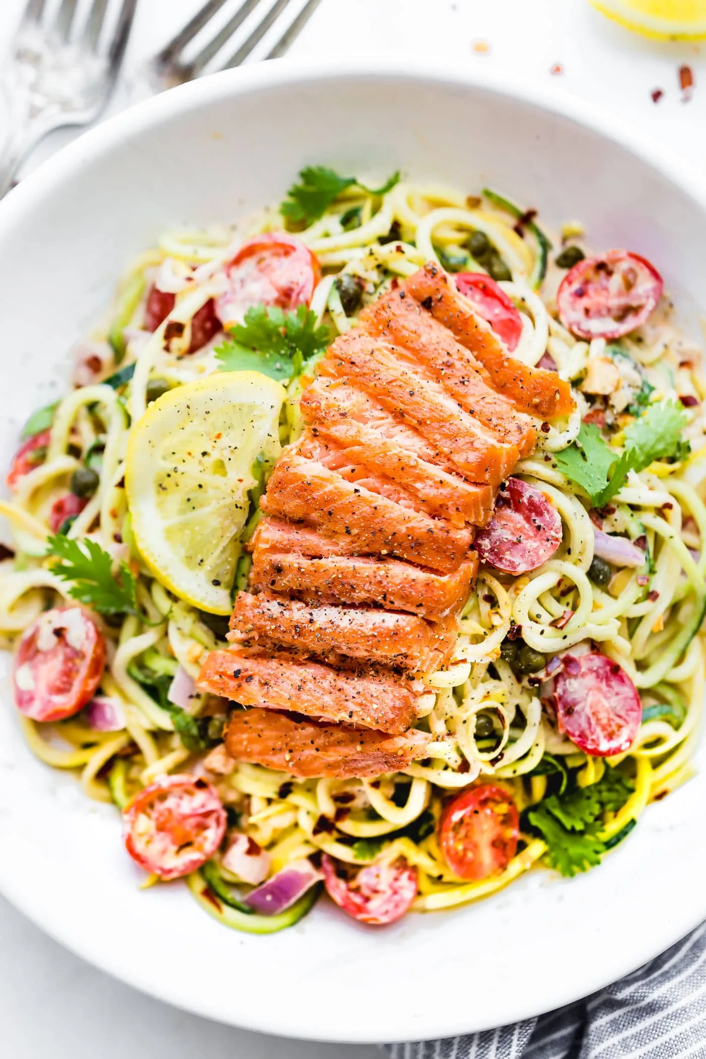 Cold Noodle Summer Salad with Salmon