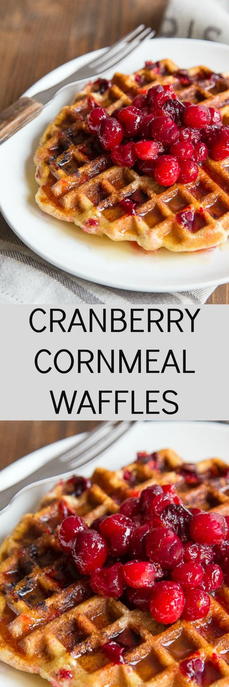 Cranberry Cornmeal Waffles with Cider Syrup