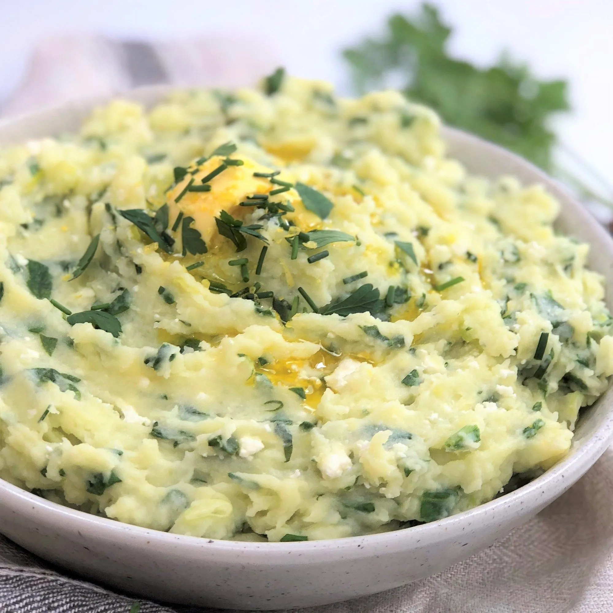 Creamed Spinach Mashed Potatoes with Puff Pastry