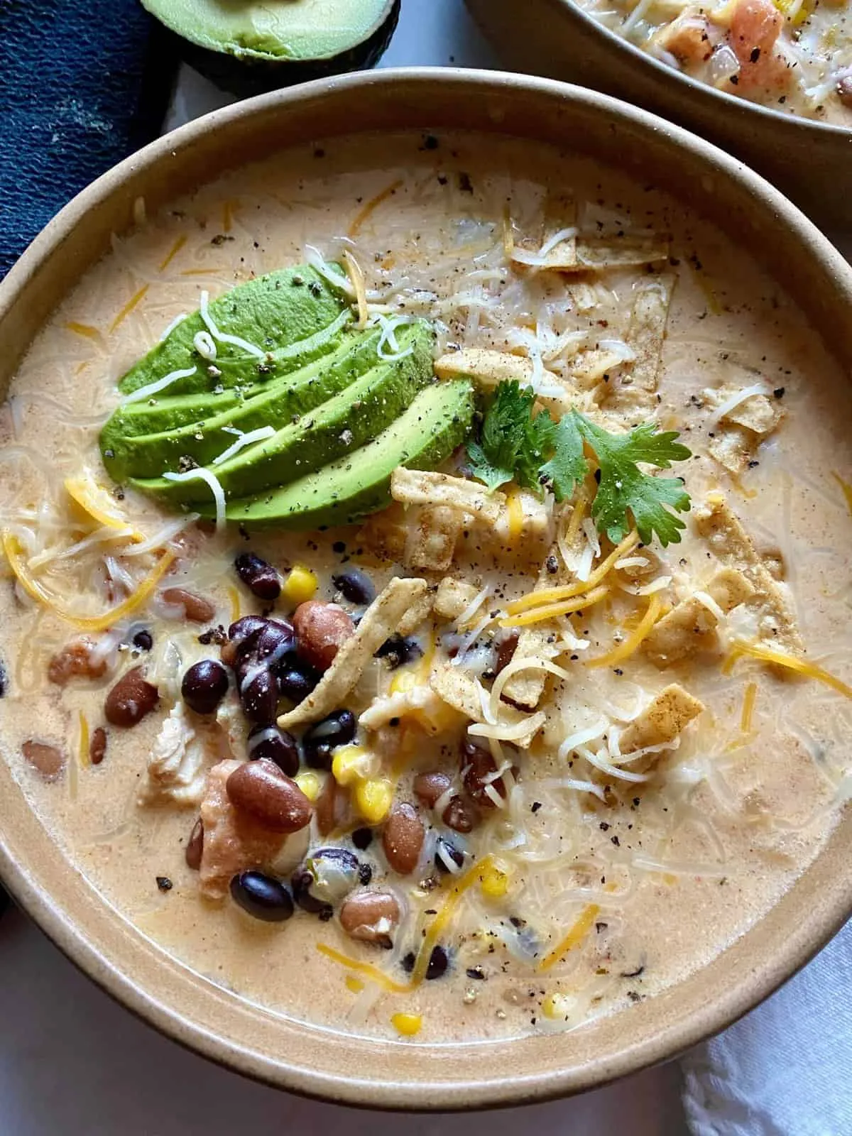 Creamy Chicken Tortilla Soup with Egg Noodles