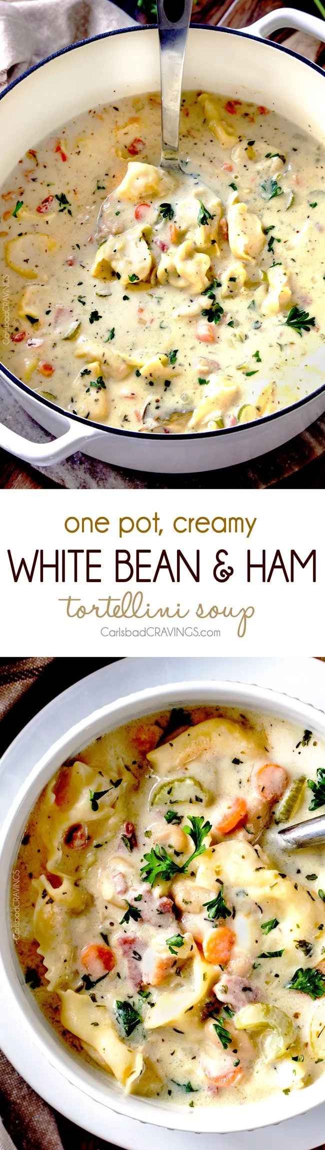 Creamy Ham and Tortellini Soup with White Beans