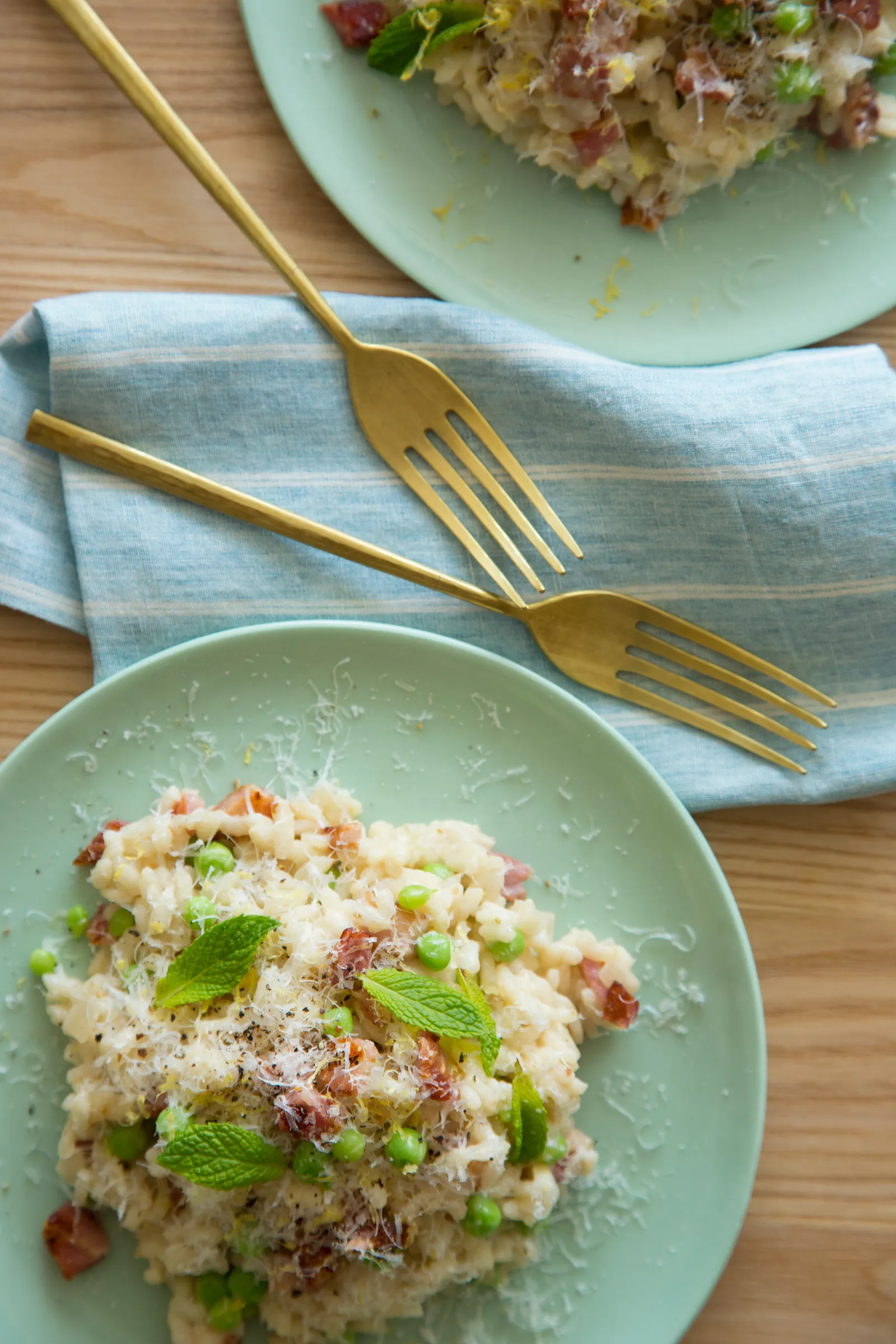 Creamy Pea and Bacon Risotto with Mint