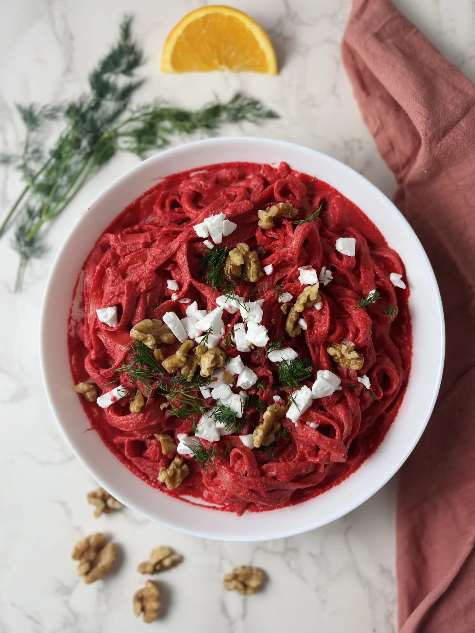 Creamy Vegan Pink Pasta Made with Beets
