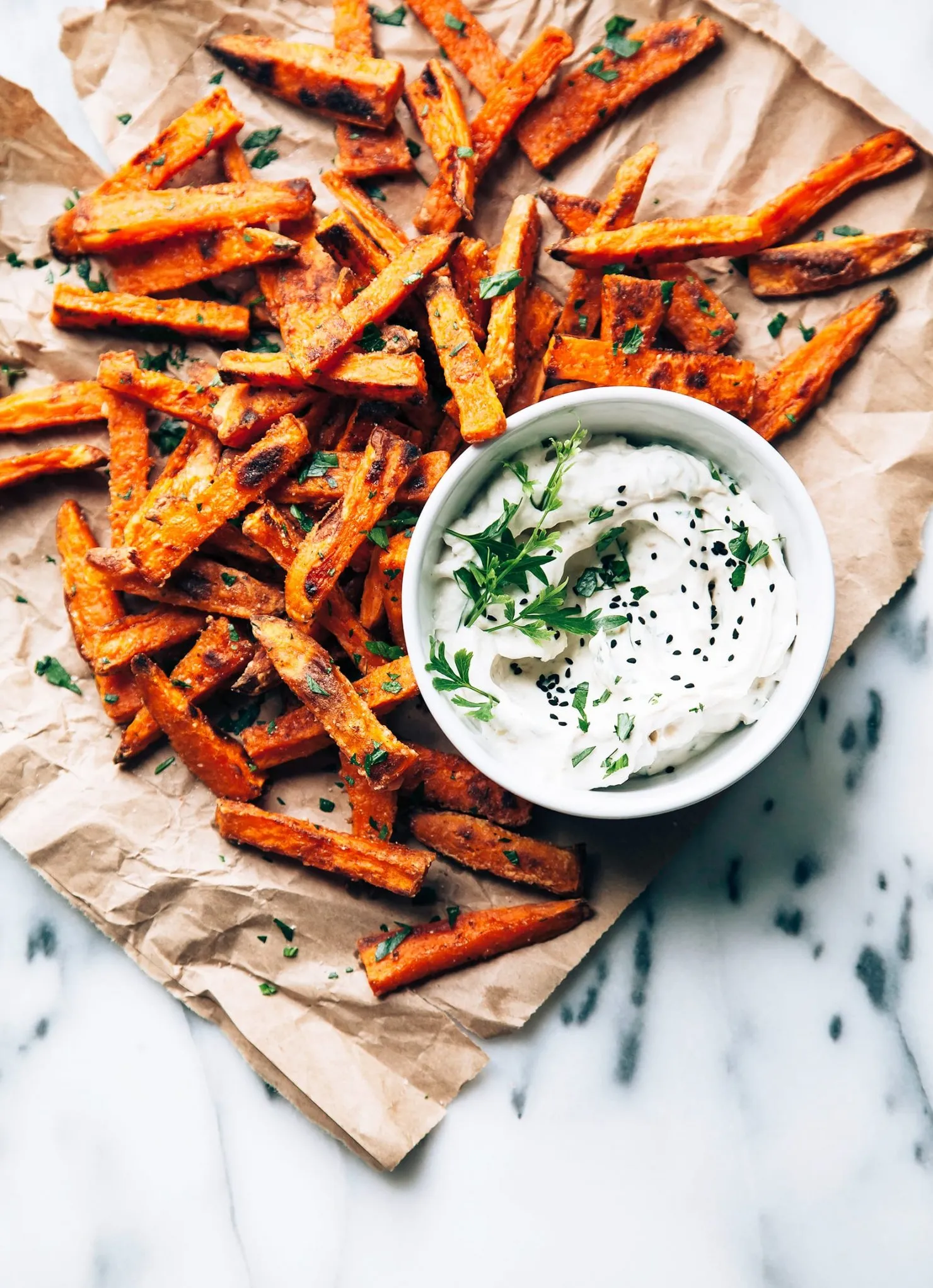 Crispy Baked Sweet Potato Fries with Chipotle Dipping Sauce
