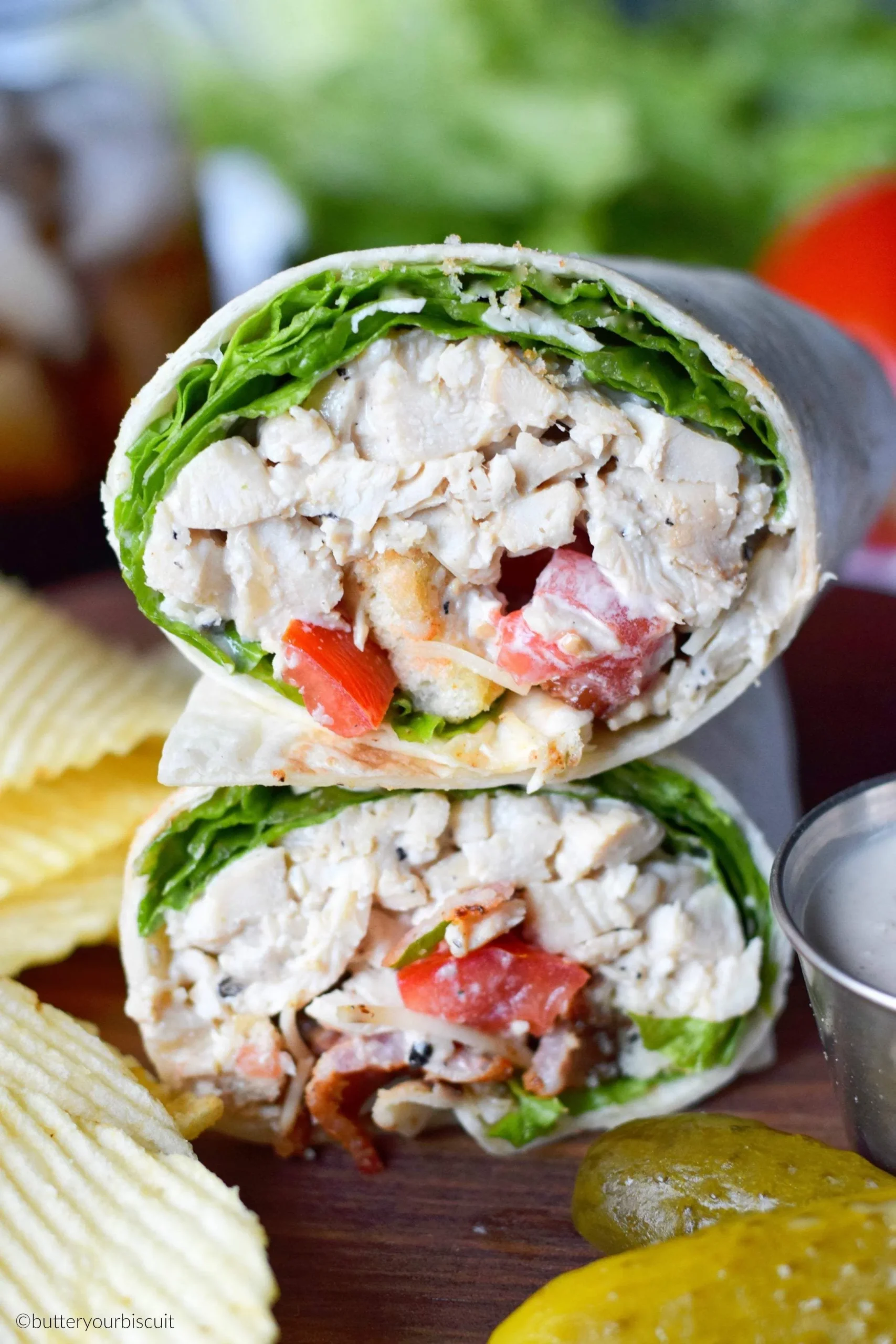 Crispy Chicken Caesar Salad Wraps