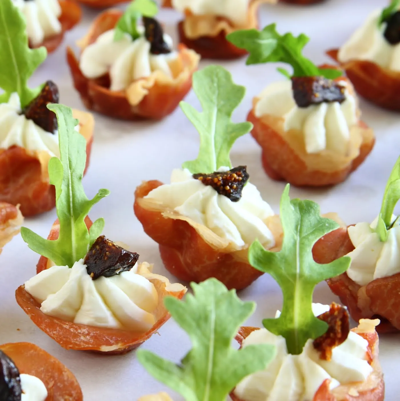 Crispy Prosciutto Cups with Goat Cheese and Figs