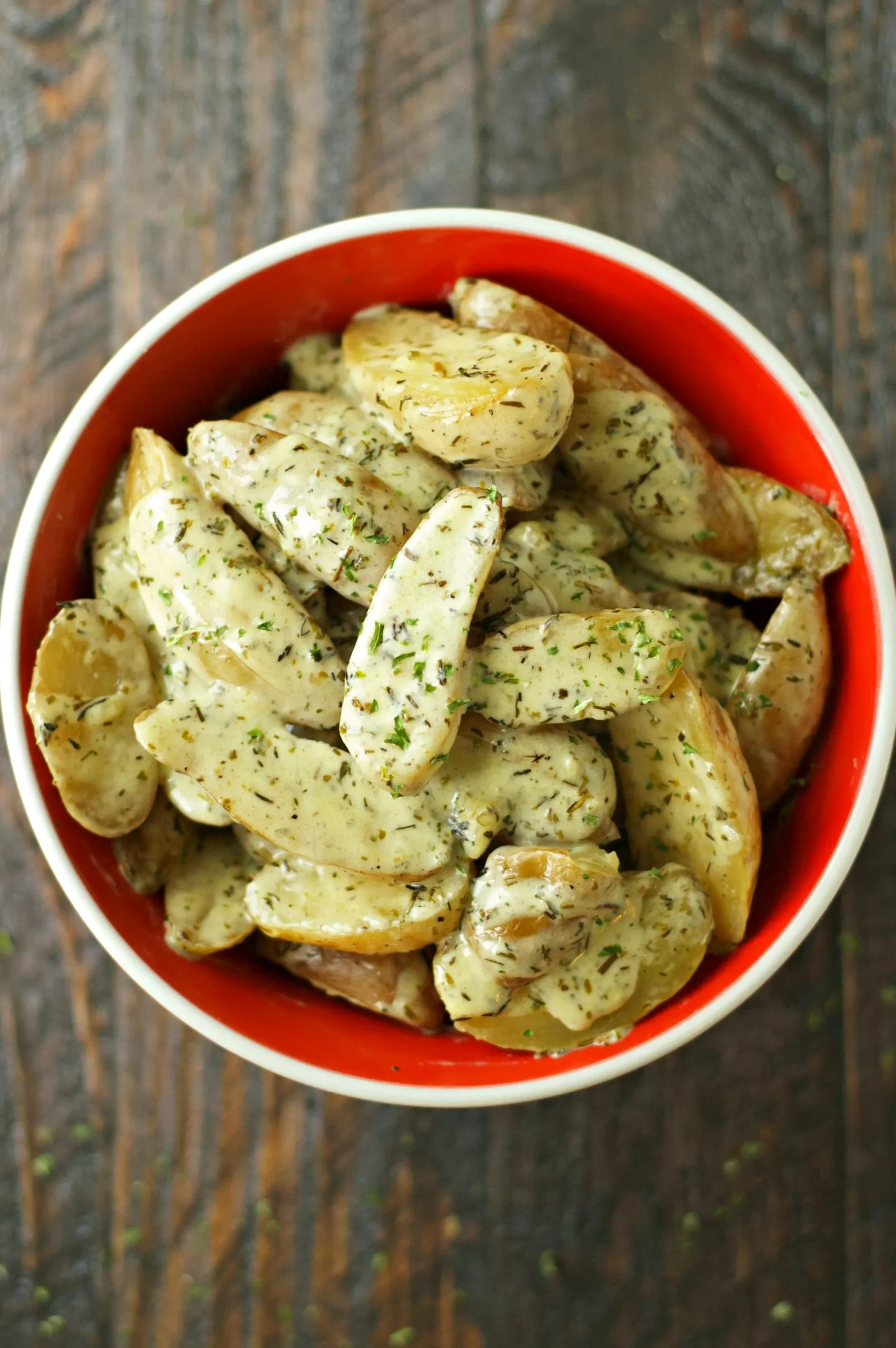 Crock Pot Creamy Herbed Fingerling Potatoes