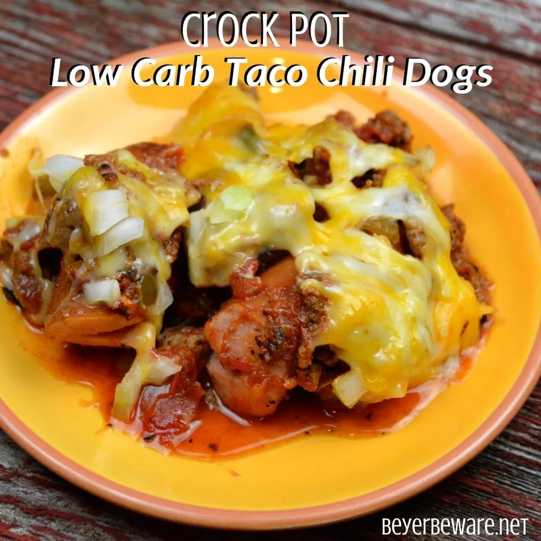 Crock Pot Low Carb Taco Chili Dogs Casserole