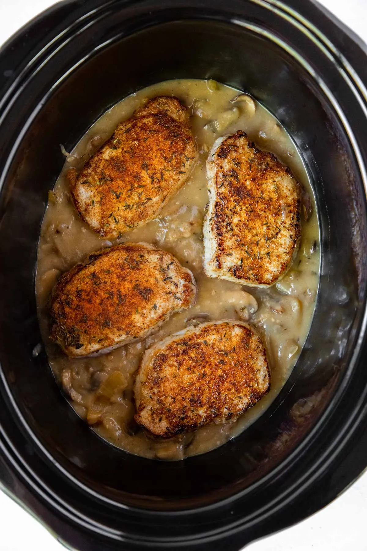Crock Pot Sazon Pork Chops with Peppers