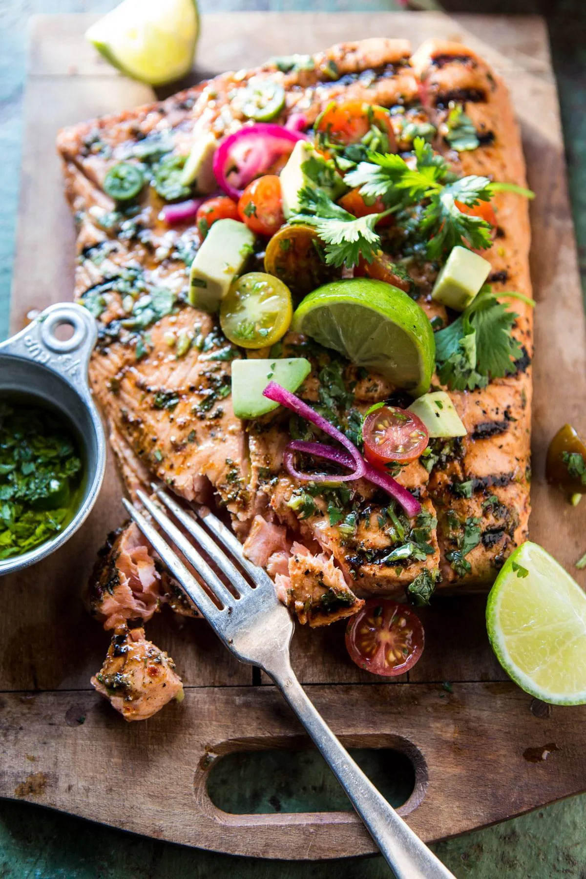 Cuban Grilled Salmon with Tomato Avocado Salsa