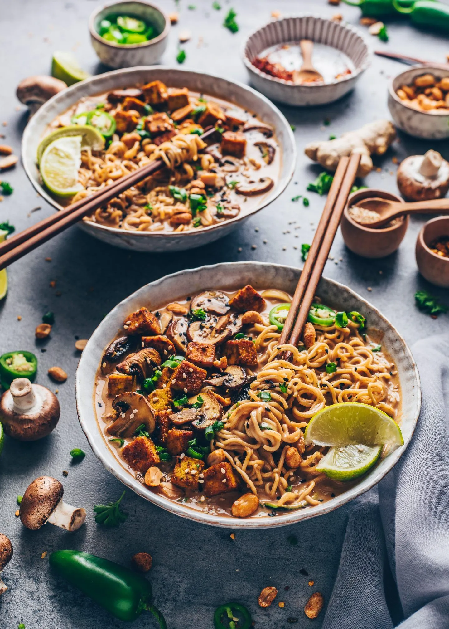 Curry Noodles with Tofu and Mushrooms