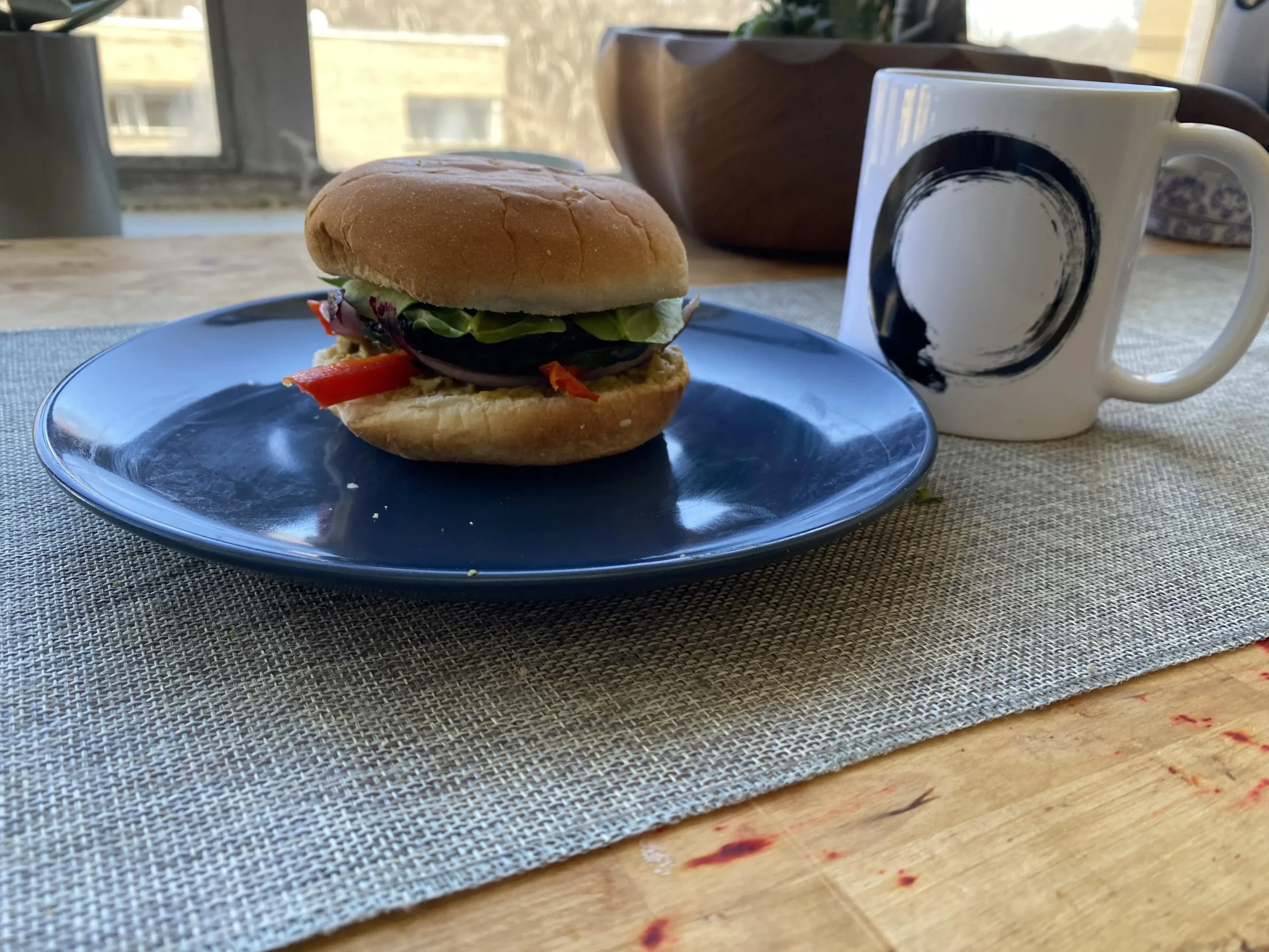 Curry Roasted Eggplant Hummus Burgers