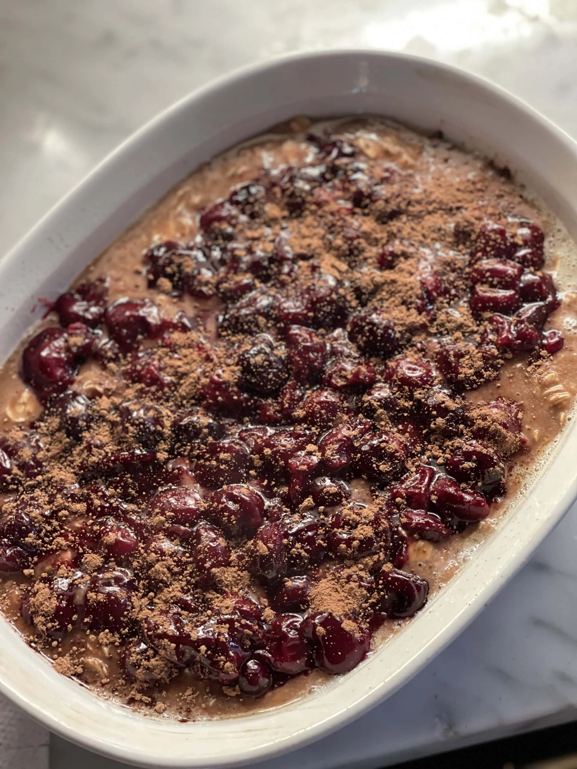Dark Chocolate Cherry Baked Oatmeal