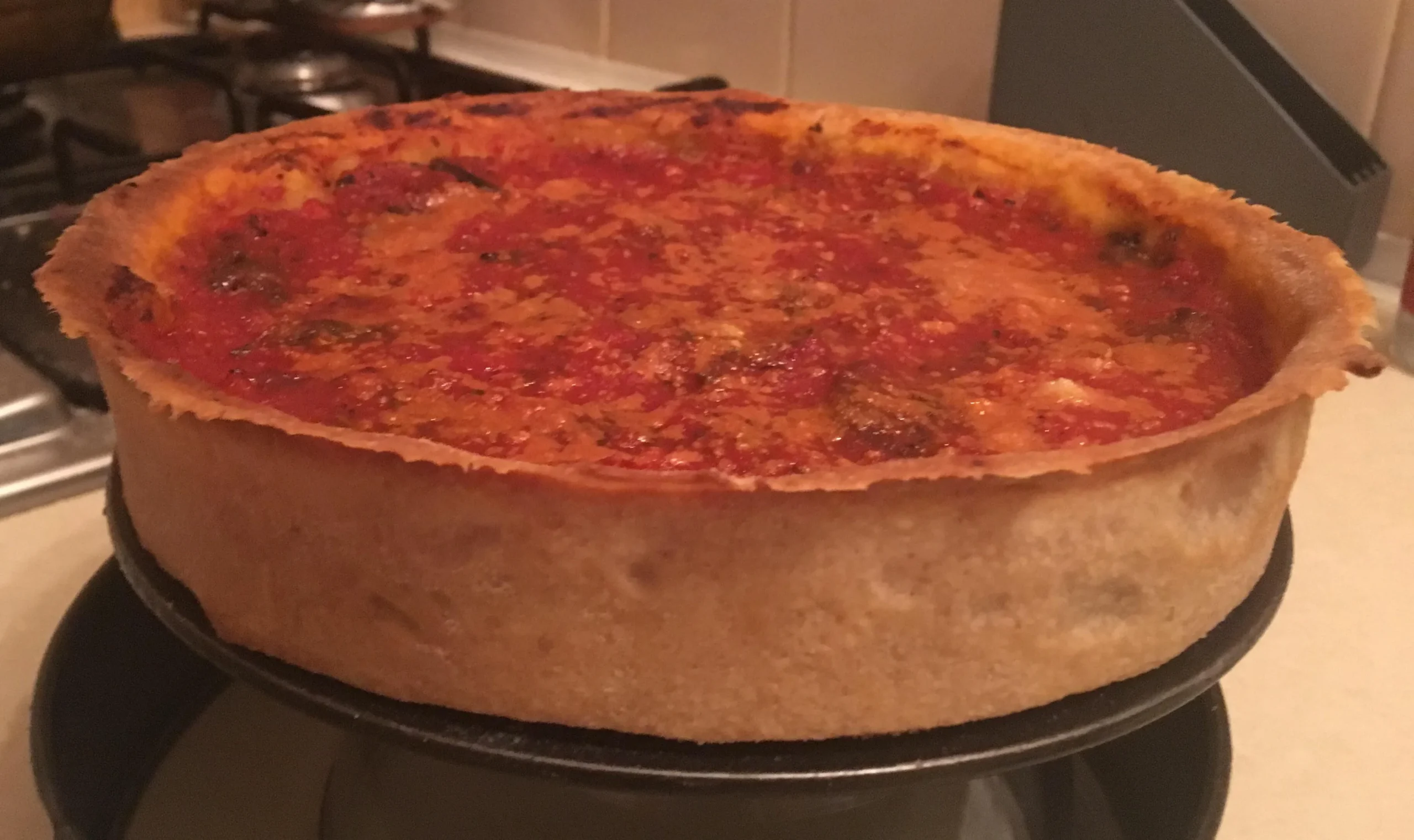 Deep Dish Mushroom and Onion Pizza