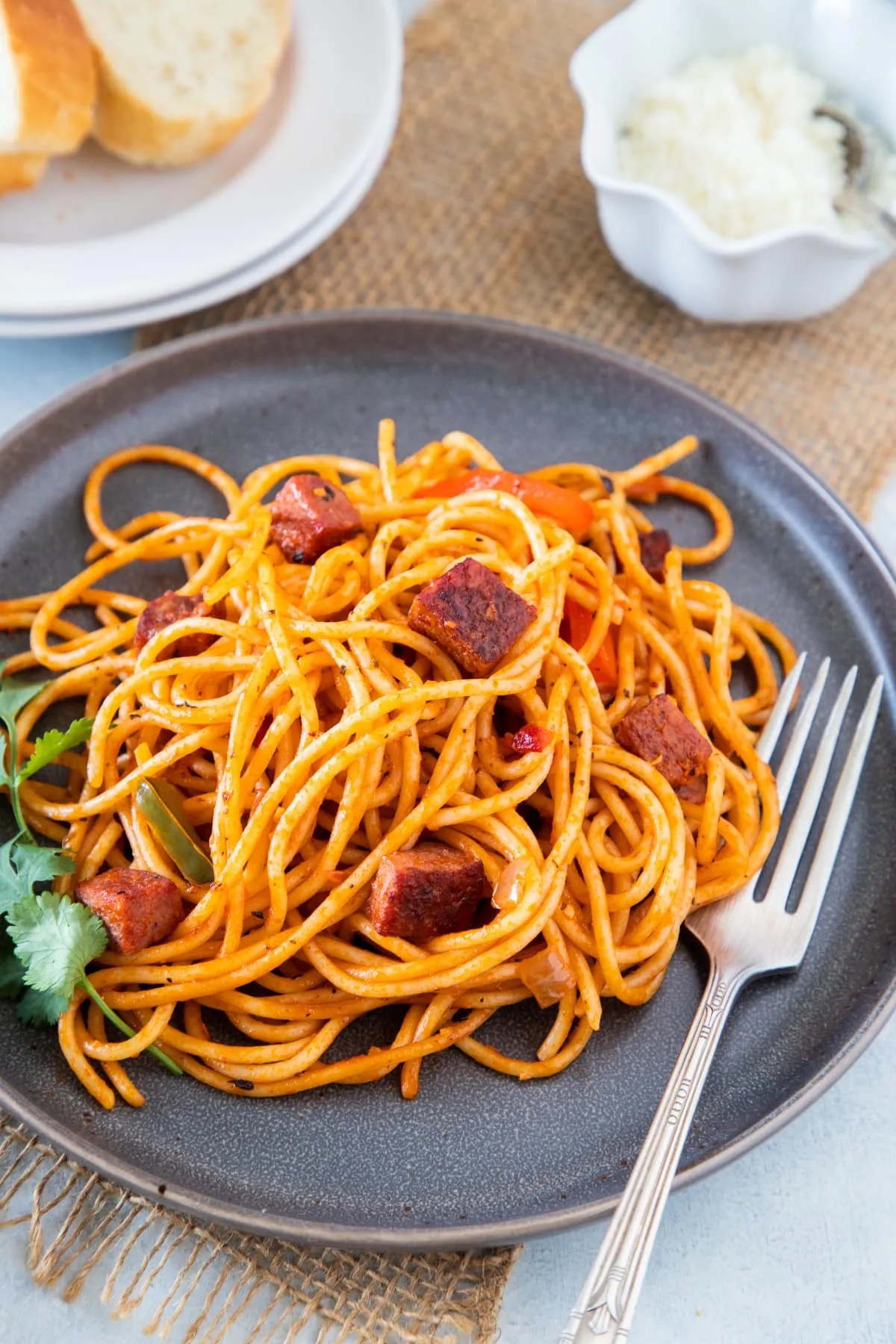 Dominican Spaghetti with Salami