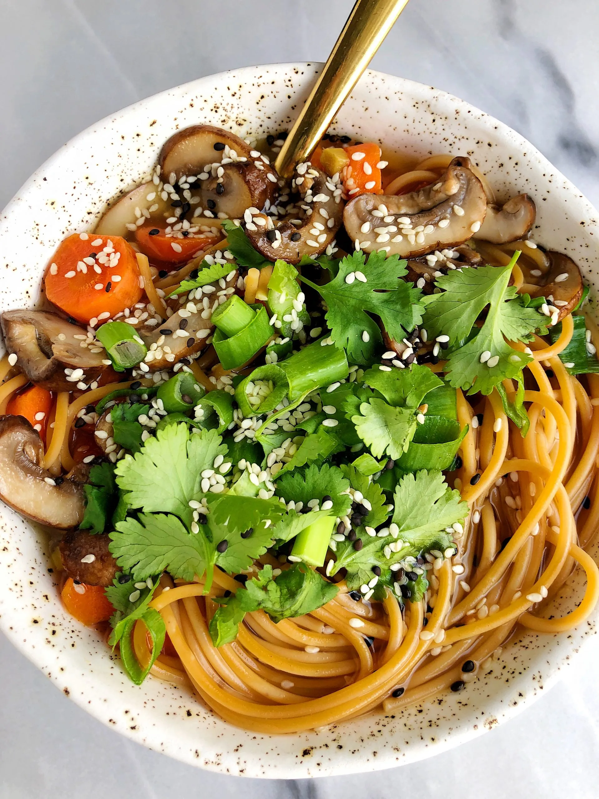 Easy Bone Broth Noodle Bowl with Herbs