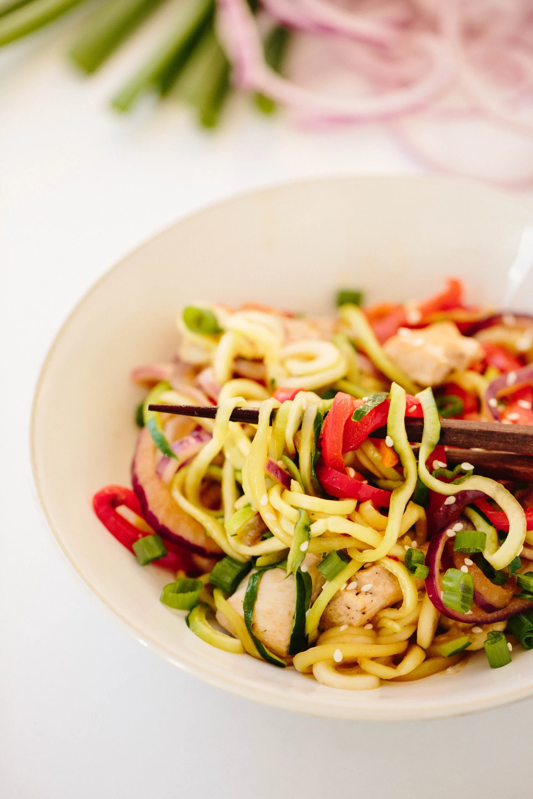 Easy Chicken Zucchini Noodle Stir Fry