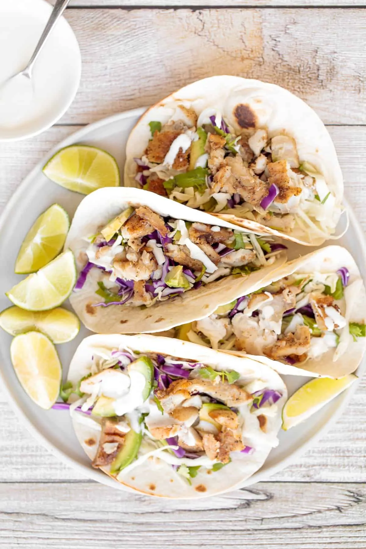 Easy Fish Tacos with Lime Crema