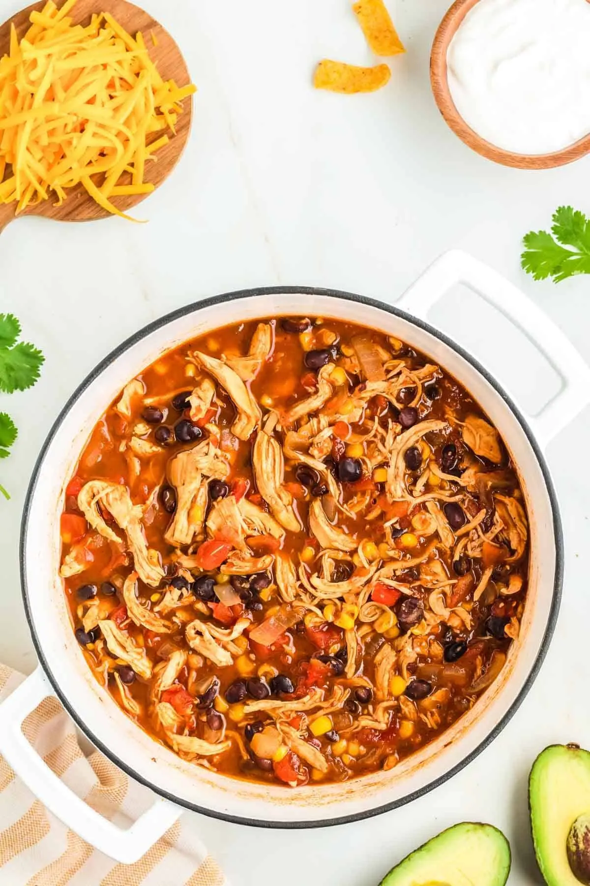 Easy Pulled Chicken Chili