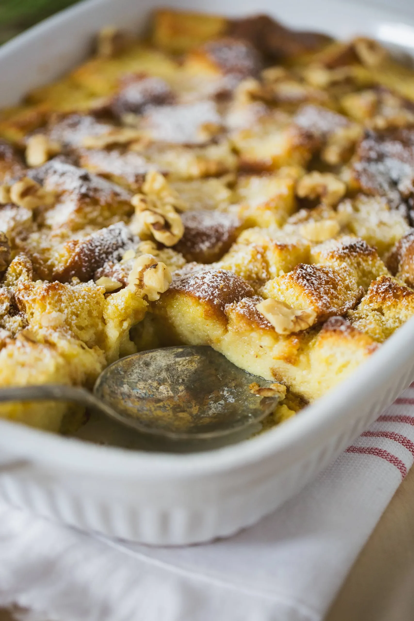 Egg Nog Breakfast Bread Pudding with Cinnamon Whipped Cream
