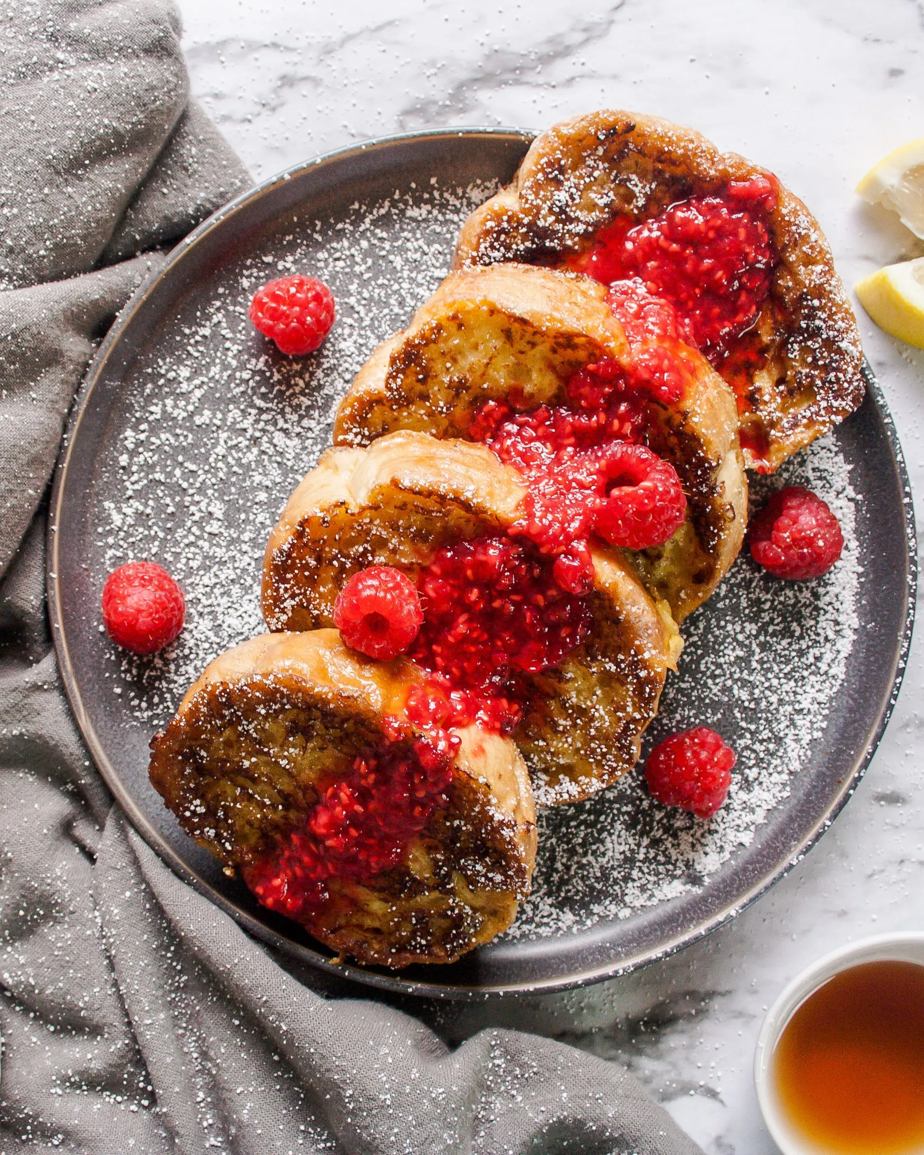 Eggnog French Toast with Raspberry Sauce