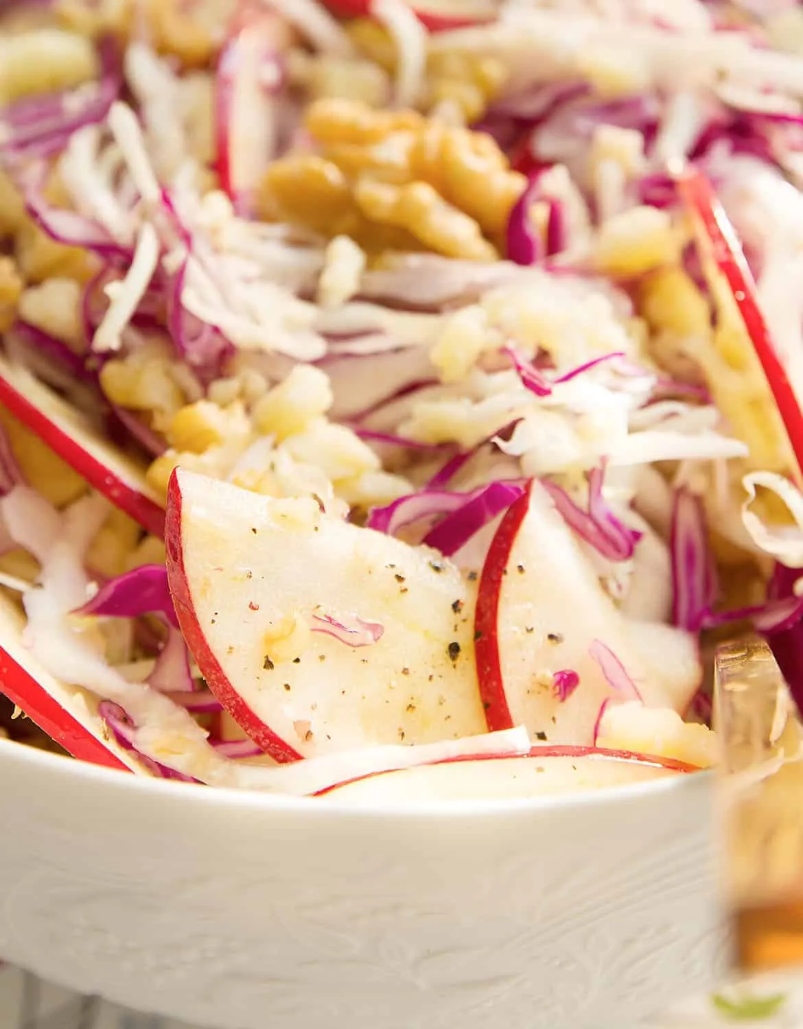 Favorite Thanksgiving Salad: Colorful Cabbage with Apples, Walnuts, and Cranberries