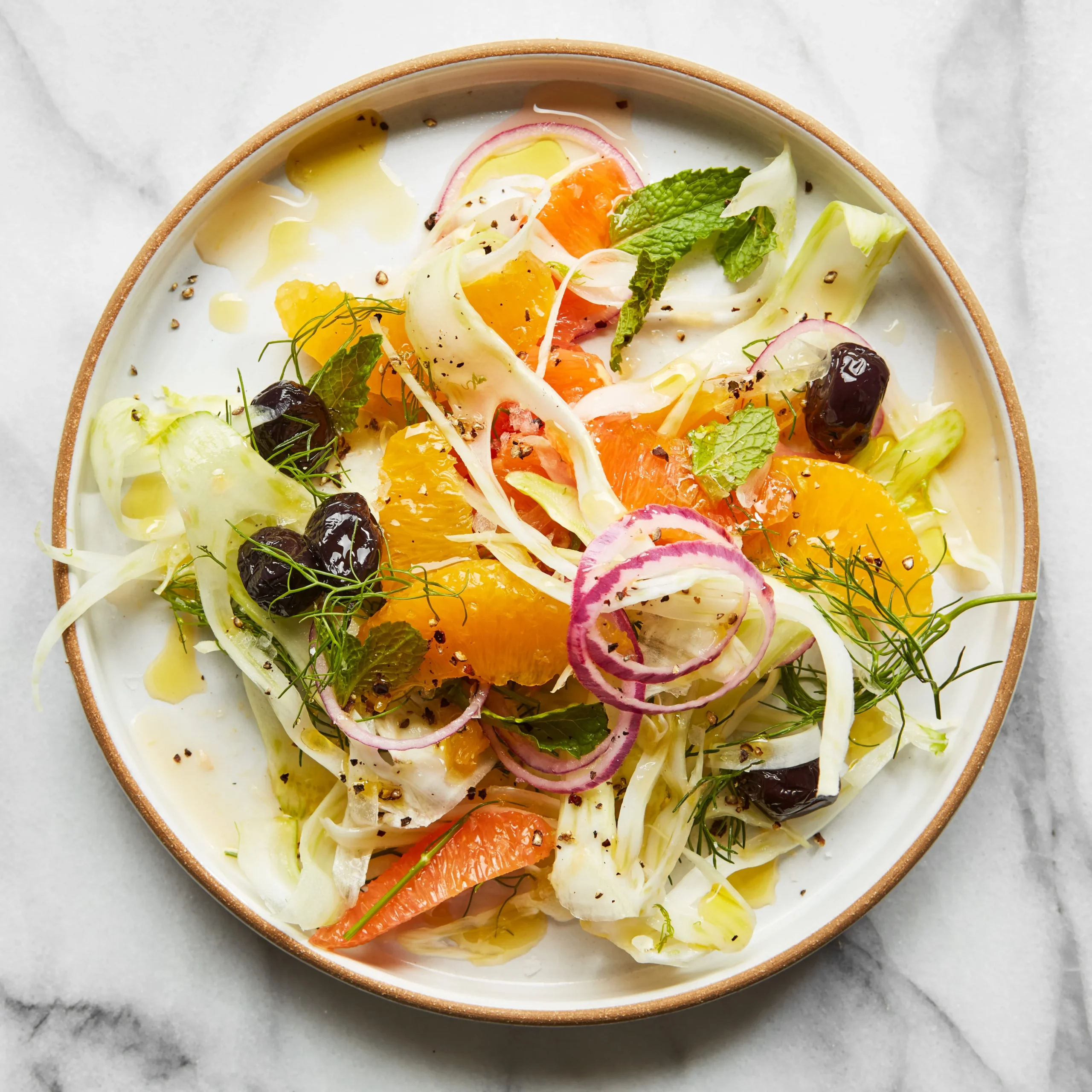 Fennel Orange and Spanish Onion Salad with Sheep Milk Fat