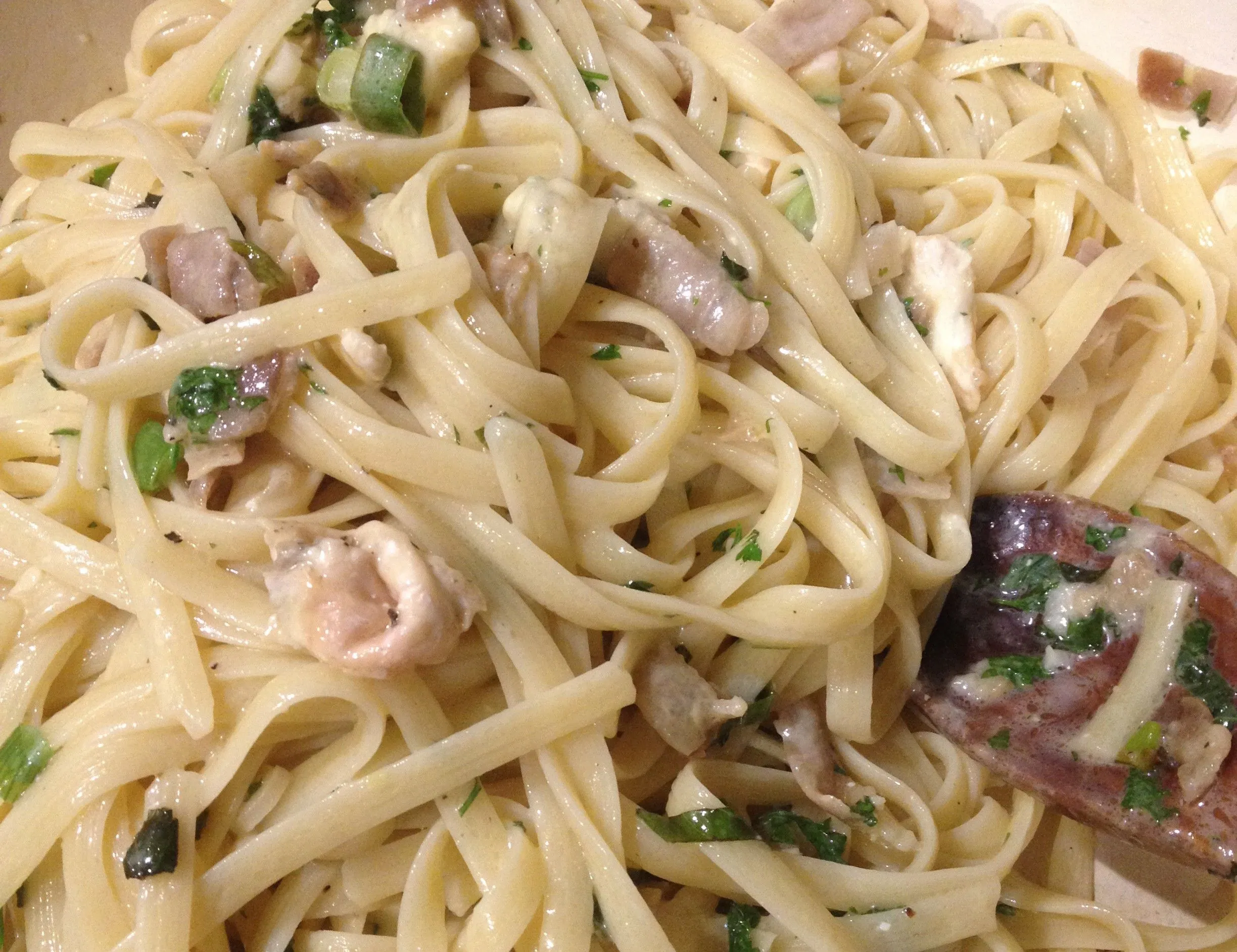 Fettuccine with Brie and Bacon Sauce