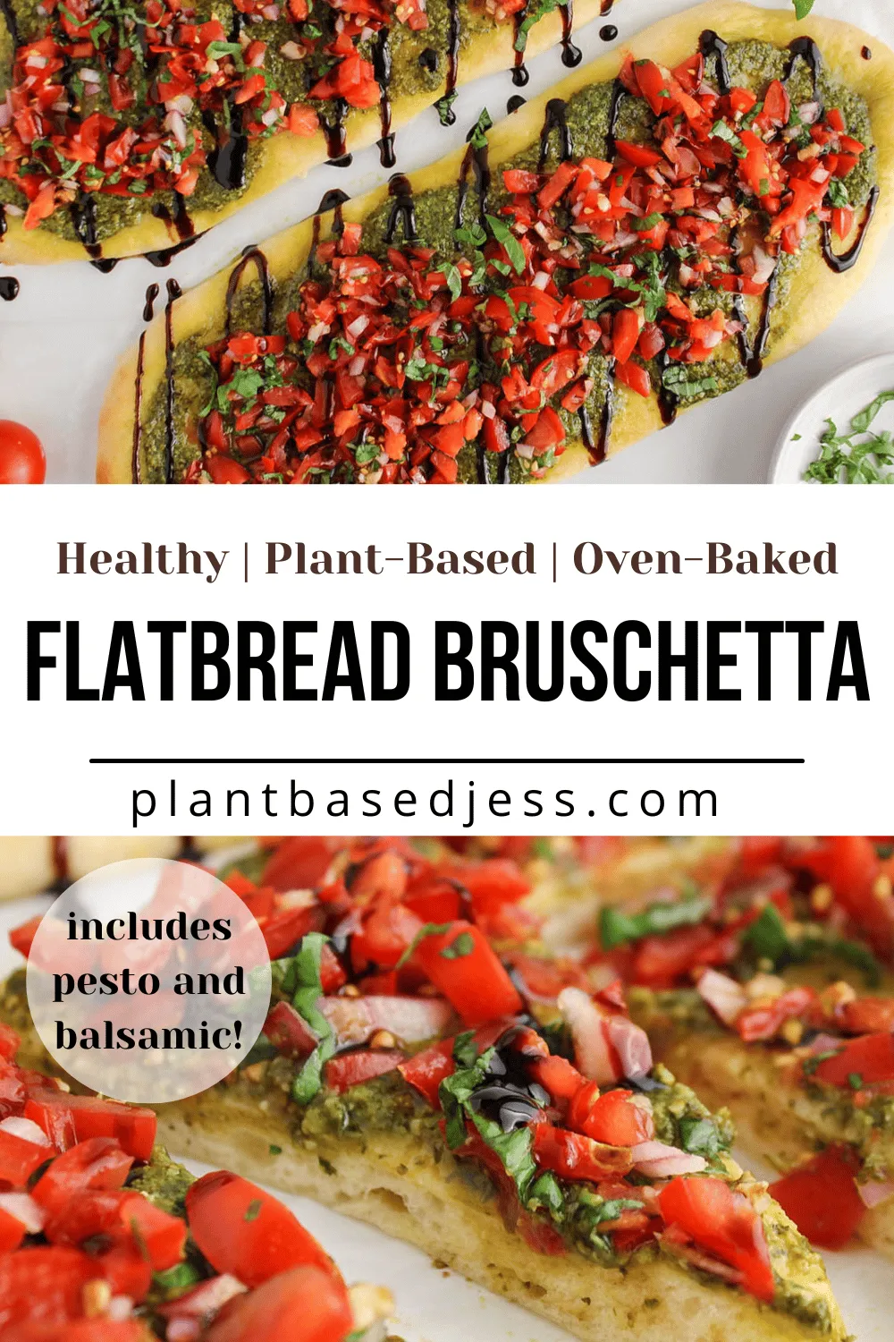 Flatbread Bruschetta with Pesto and Balsamic Glaze