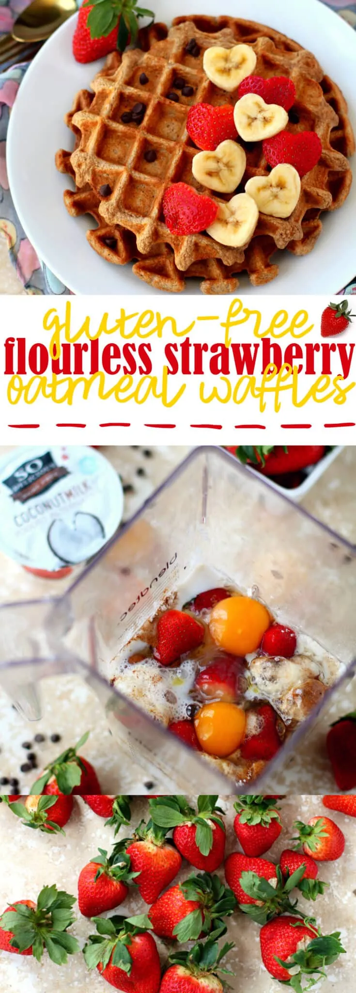 Flourless Strawberry Oatmeal Waffles