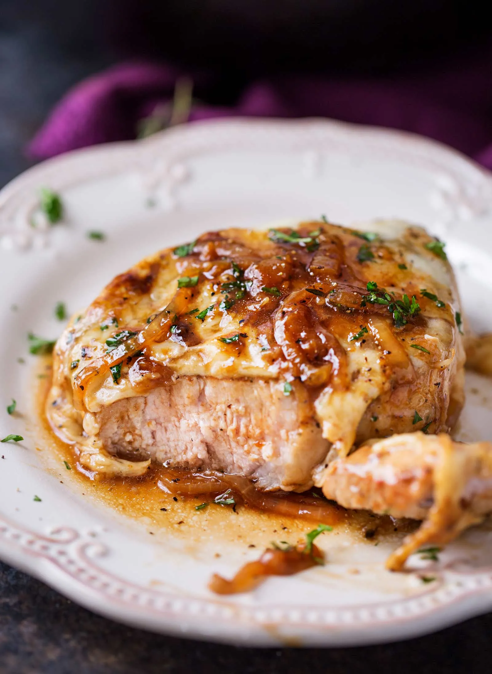 French Onion Soup Pork Chops